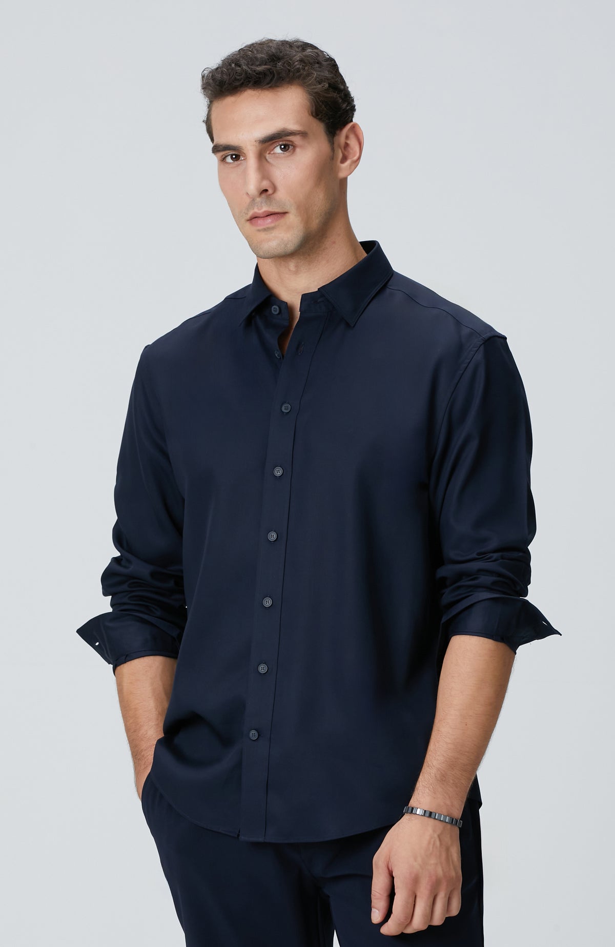 MEN'S Navy Blue Lyocell Shirt