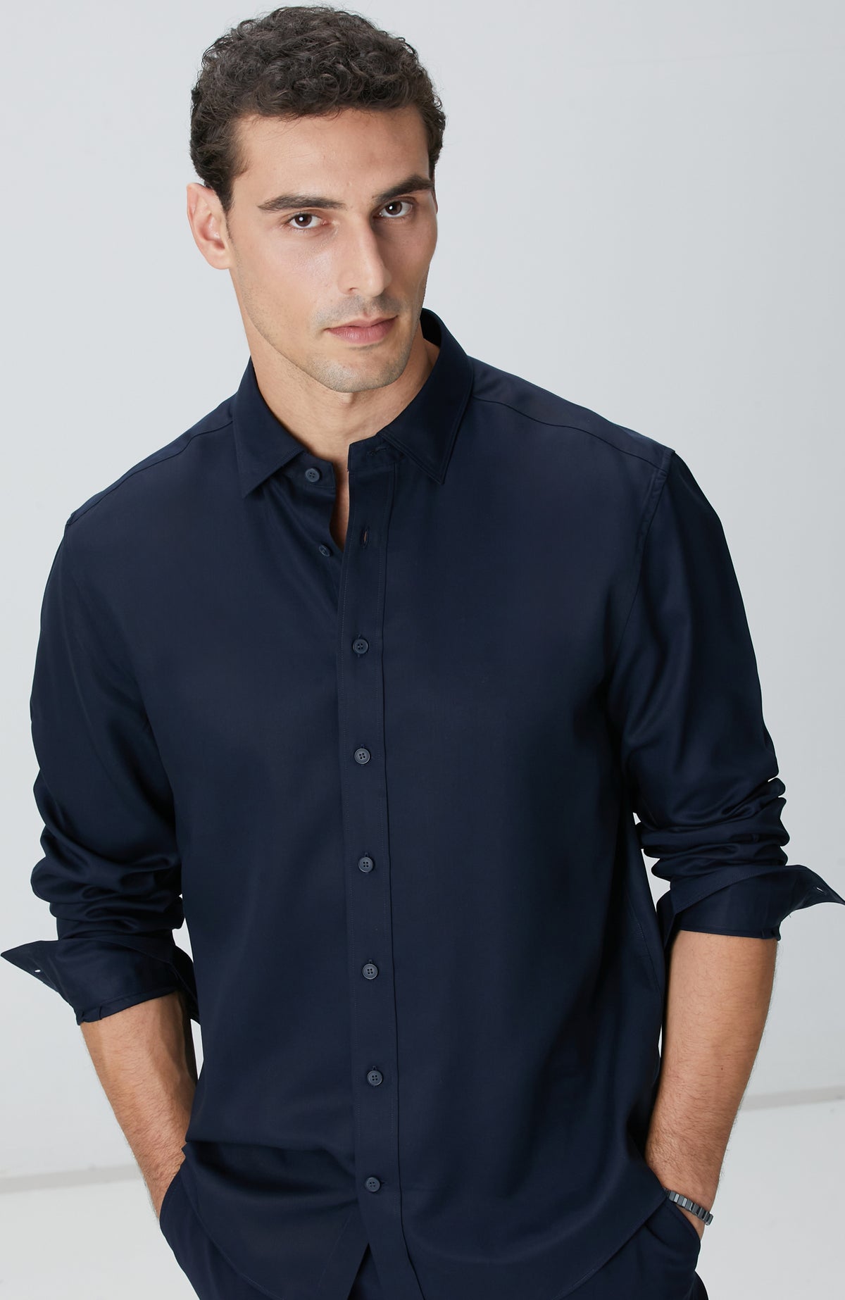 MEN'S Navy Blue Lyocell Shirt