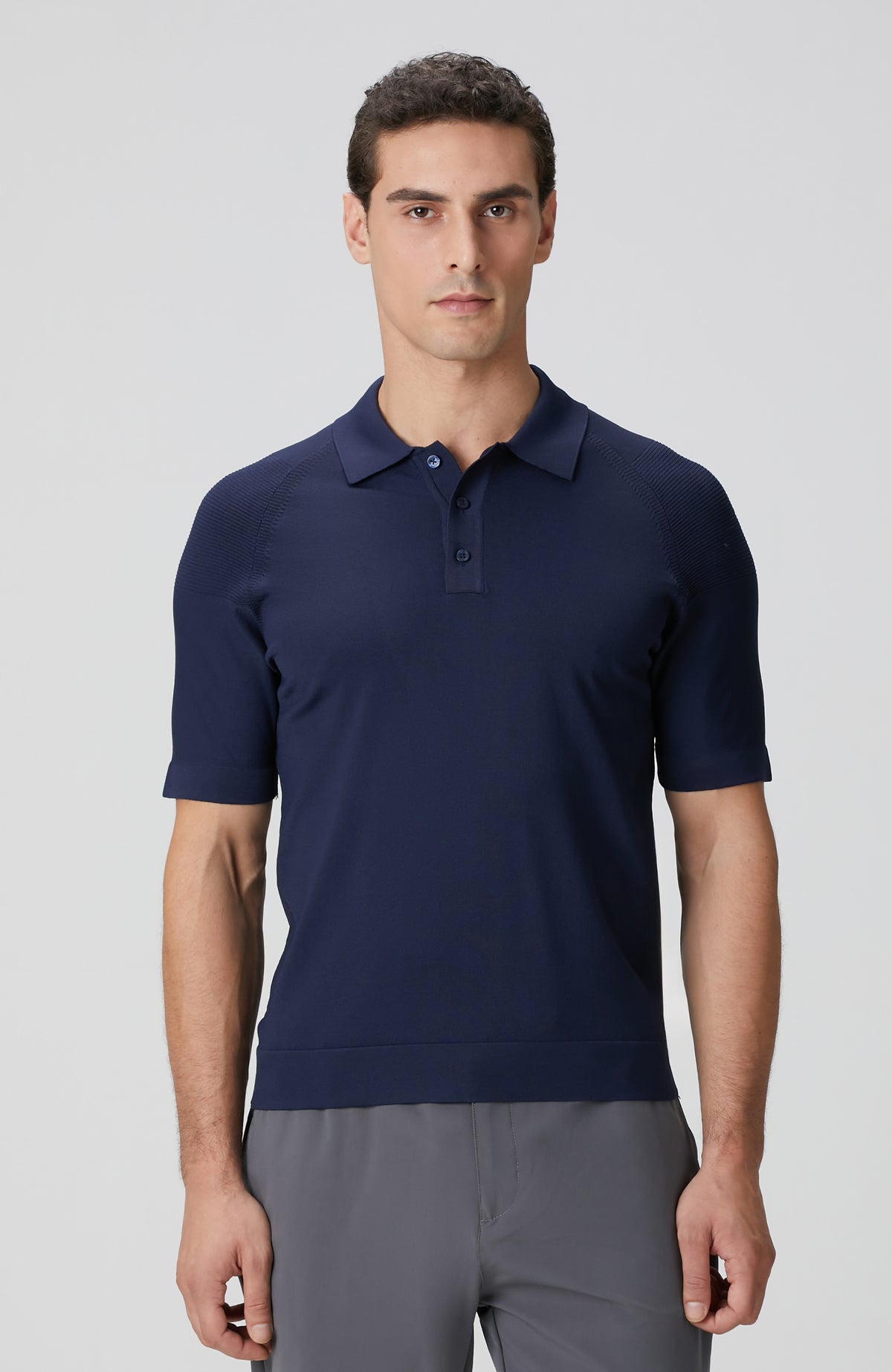 MEN'S Navy Blue Polo Neck Knitwear Sweater