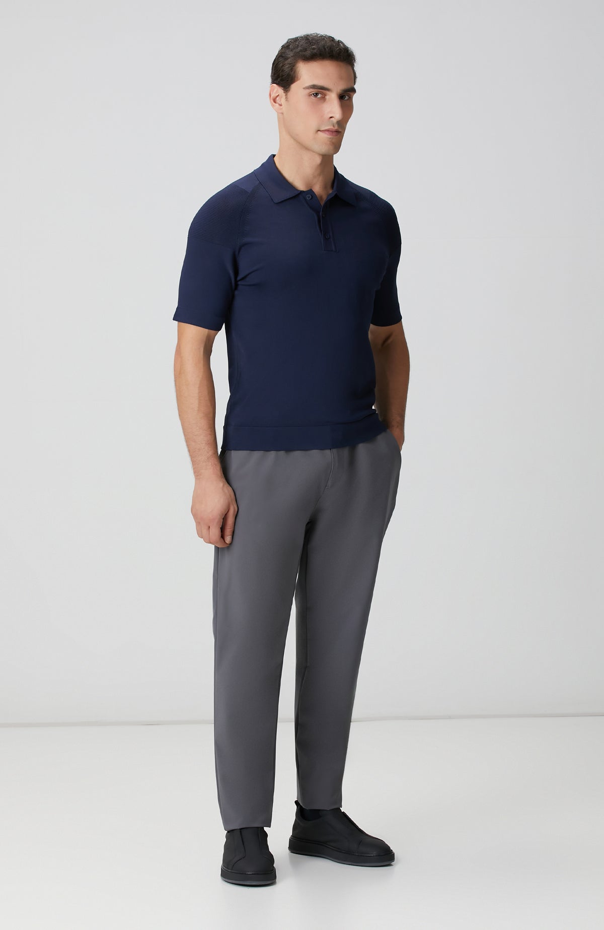 MEN'S Navy Blue Polo Neck Knitwear Sweater