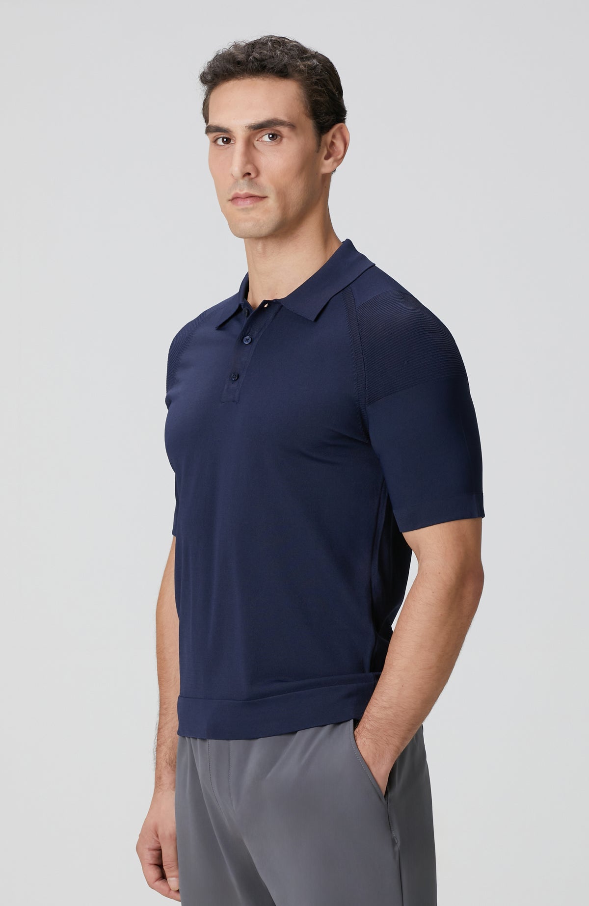MEN'S Navy Blue Polo Neck Knitwear Sweater