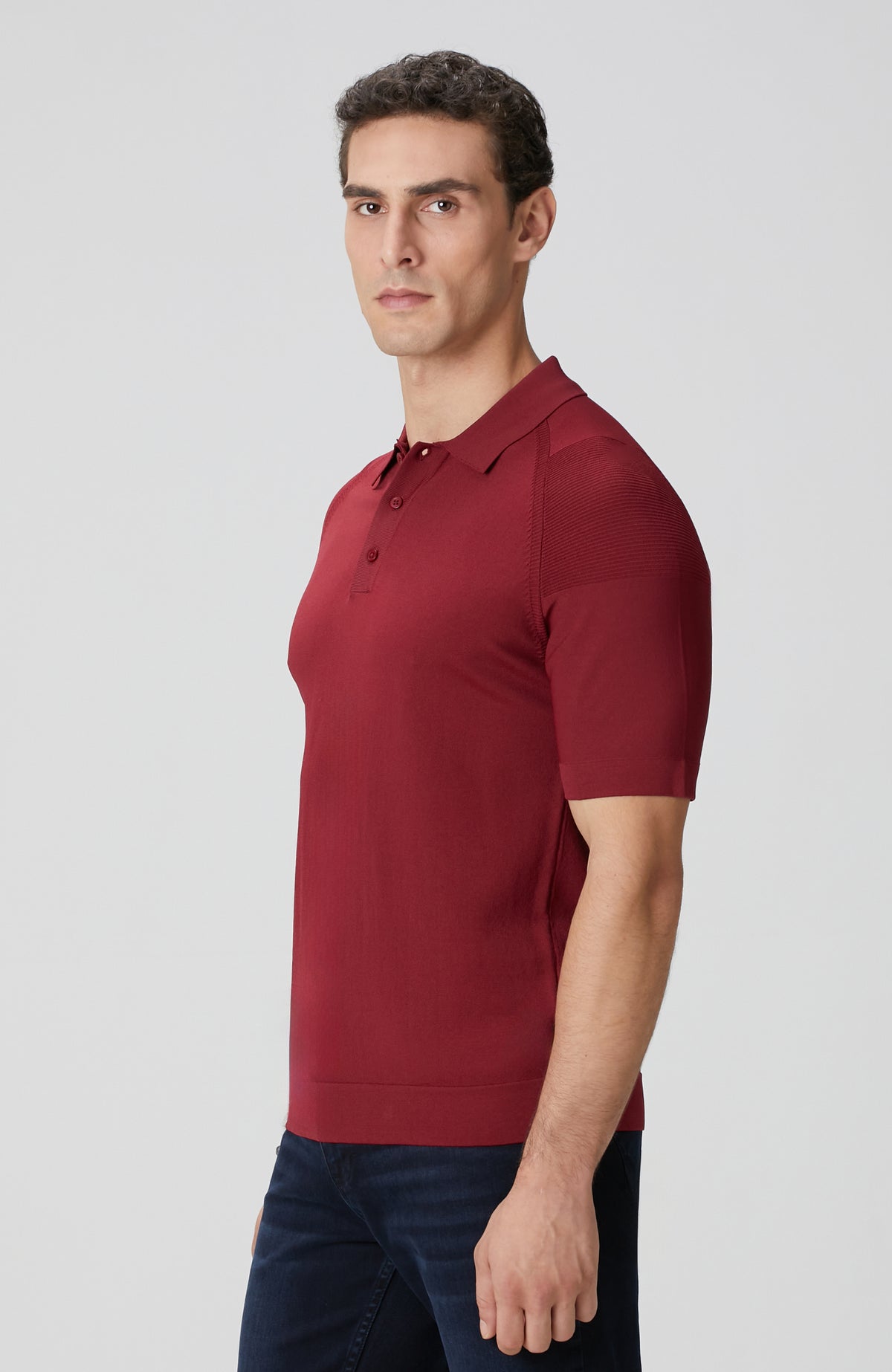MEN'S Burgundy Polo Neck Knitwear Sweater