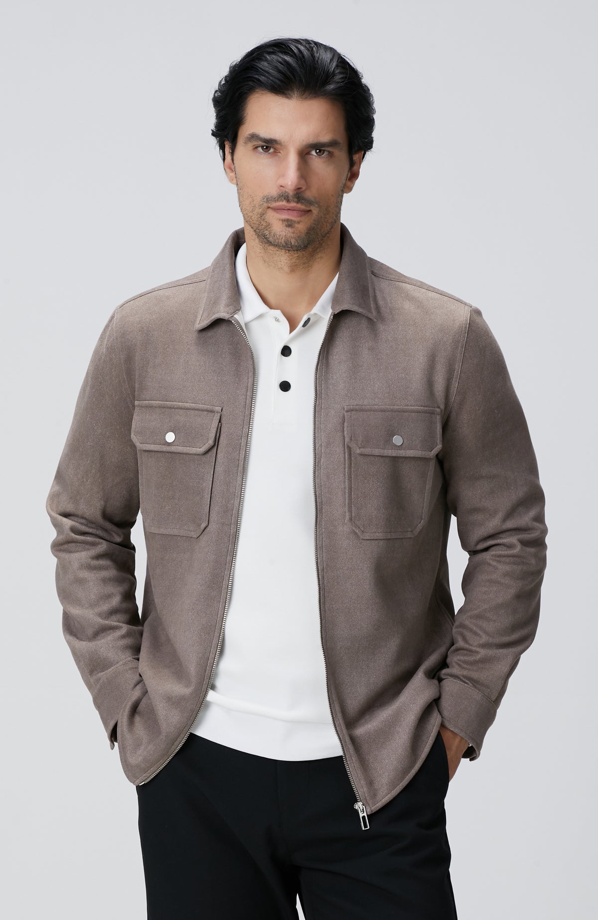 MEN'S Mink Suede Look Outer Shirt