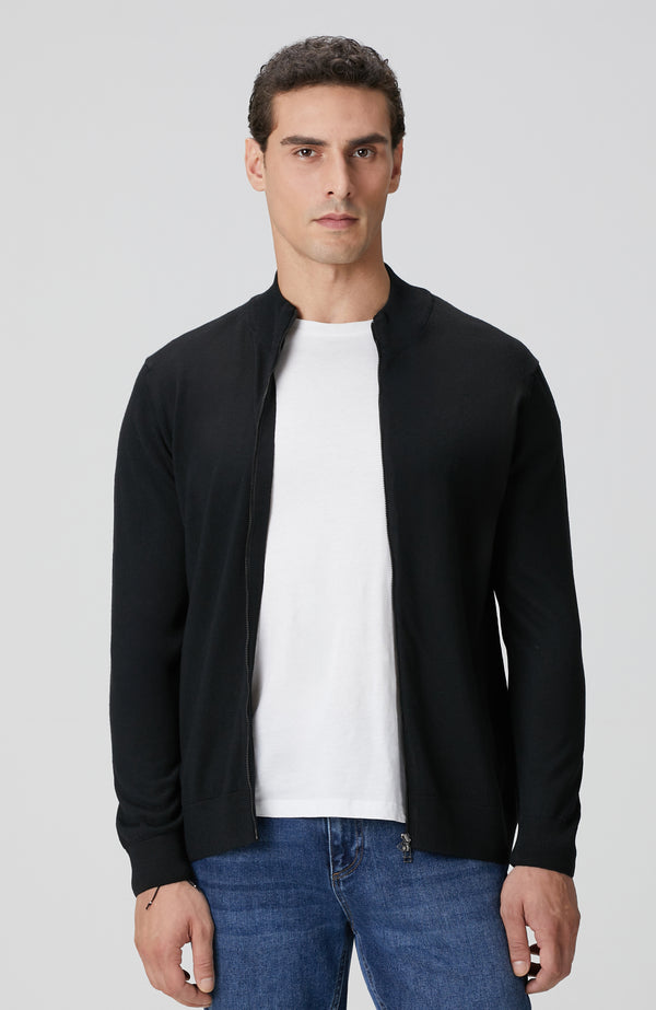 MEN'S Black Wool Blended Knitwear Cardigan