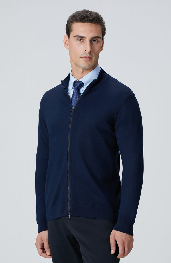 MEN'S Navy Blue Wool Blend Knitwear Cardigan