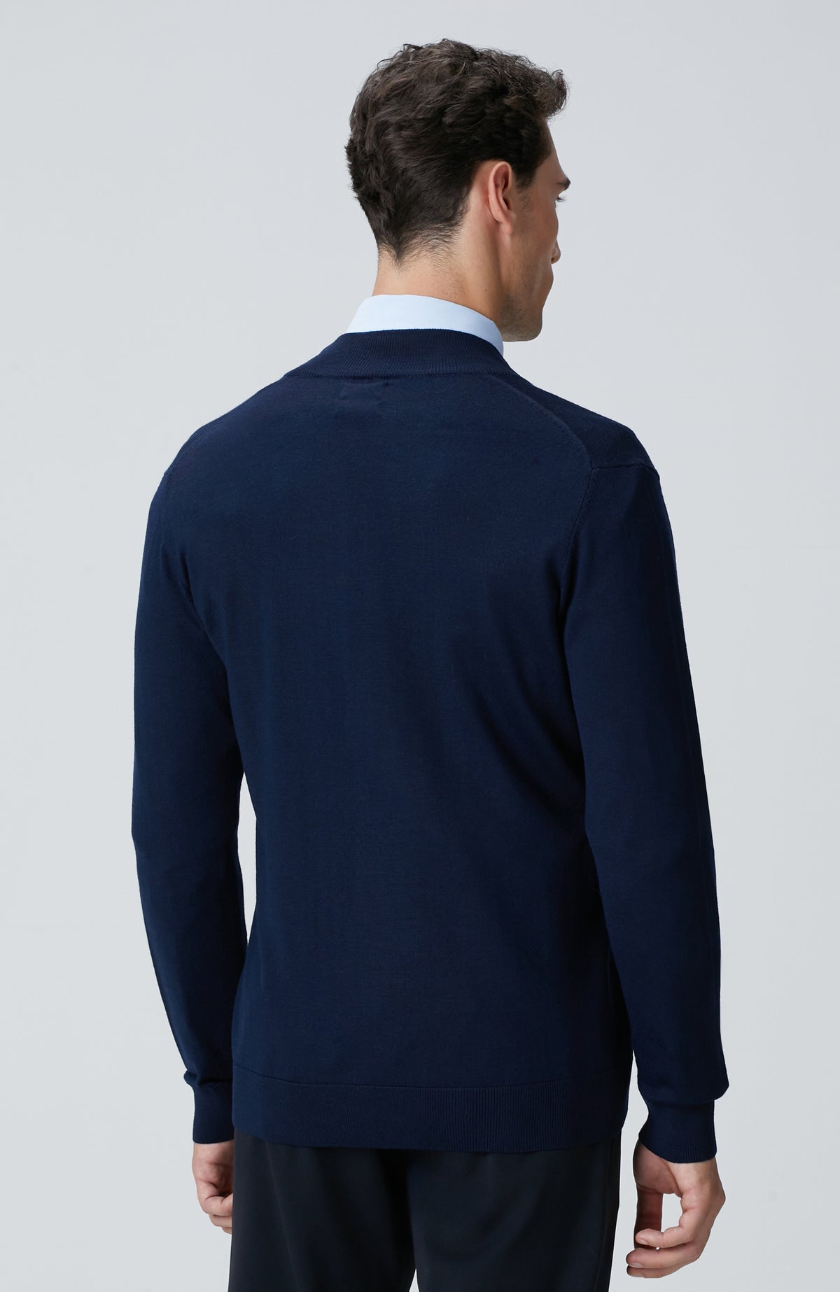 MEN'S Navy Blue Wool Blend Knitwear Cardigan