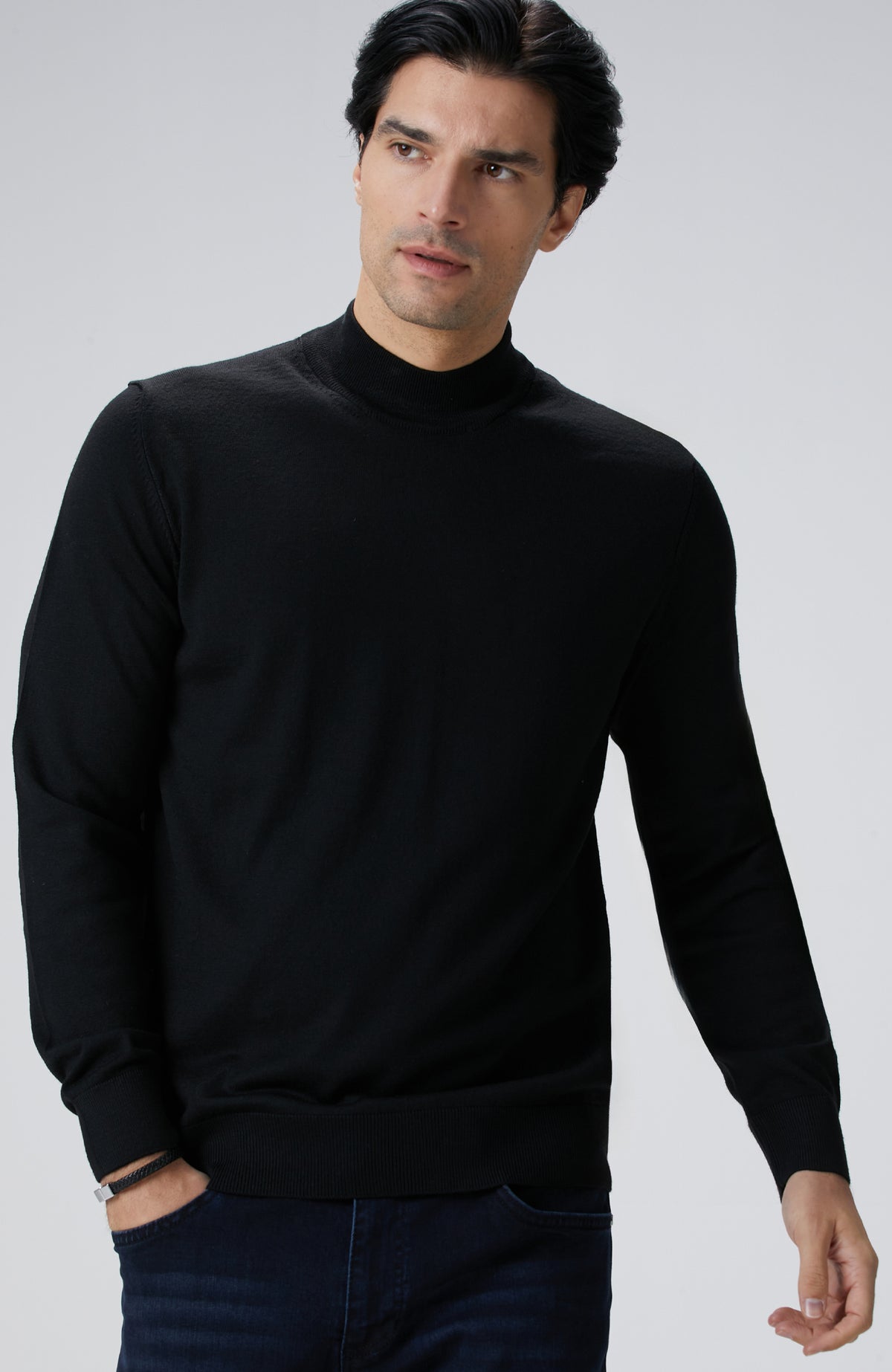 MEN'S Black Wool Blend Sweater