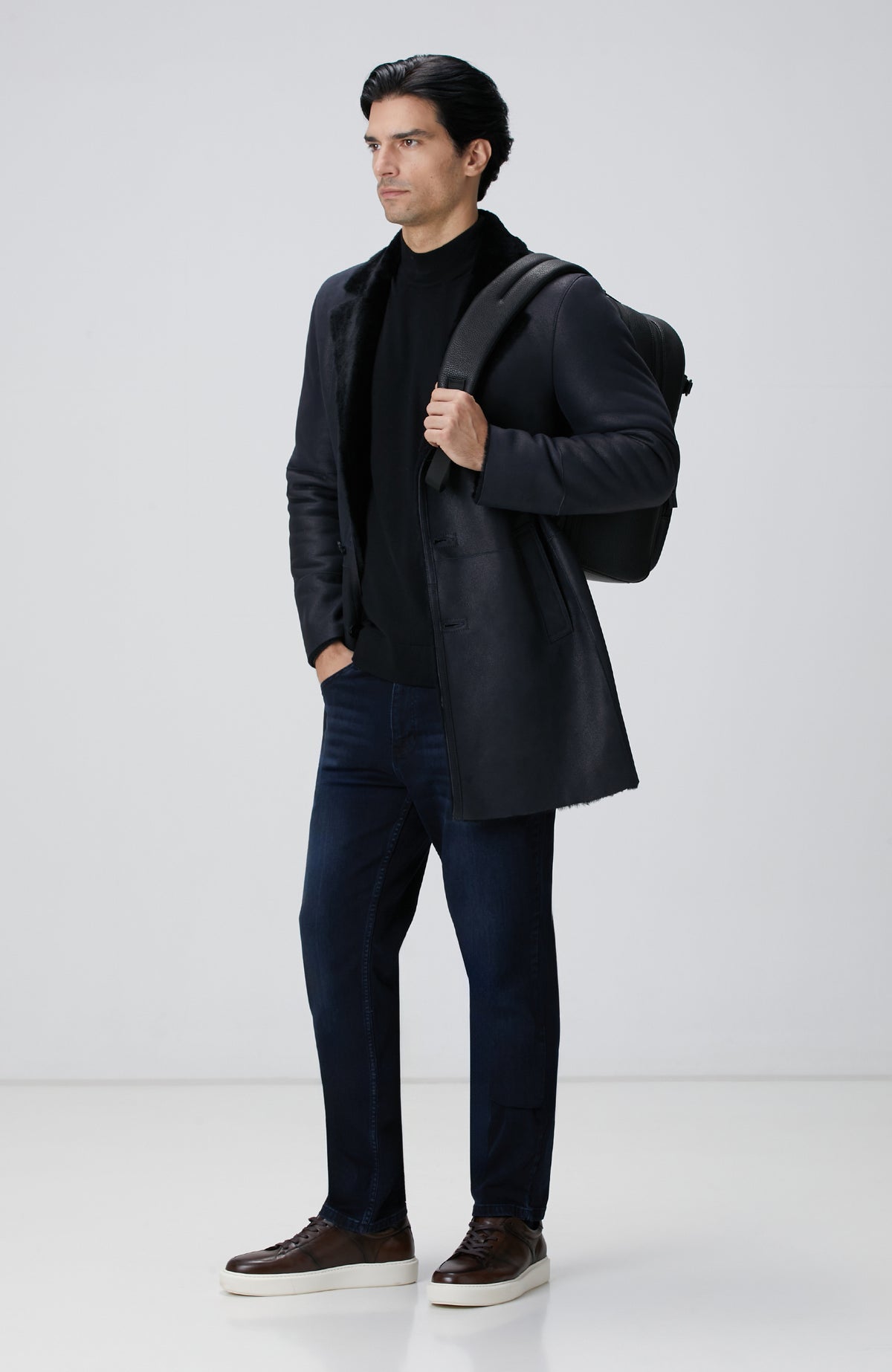 MEN'S Black Wool Blend Sweater