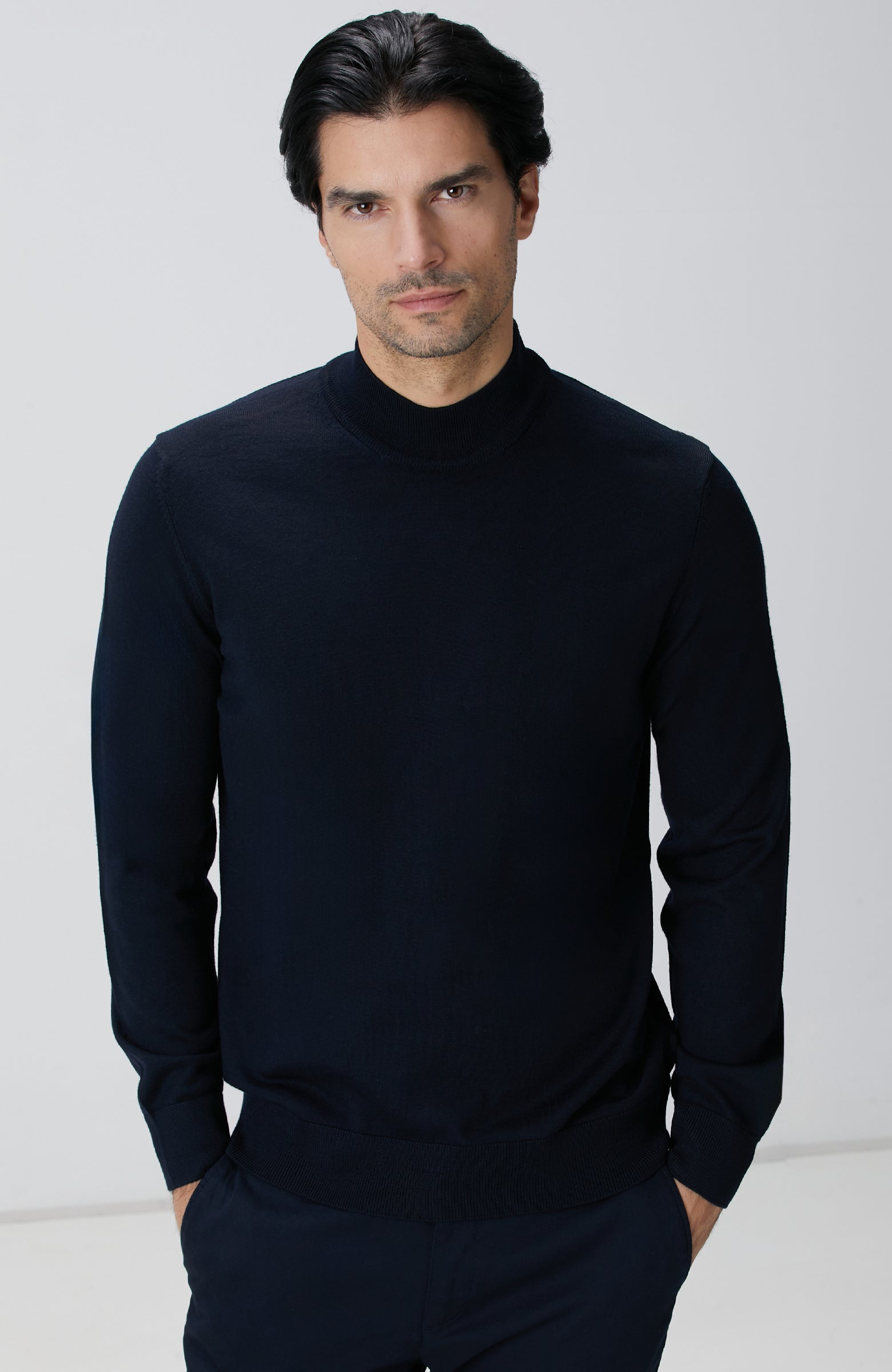 MEN'S Navy Blue Wool Blend Sweater