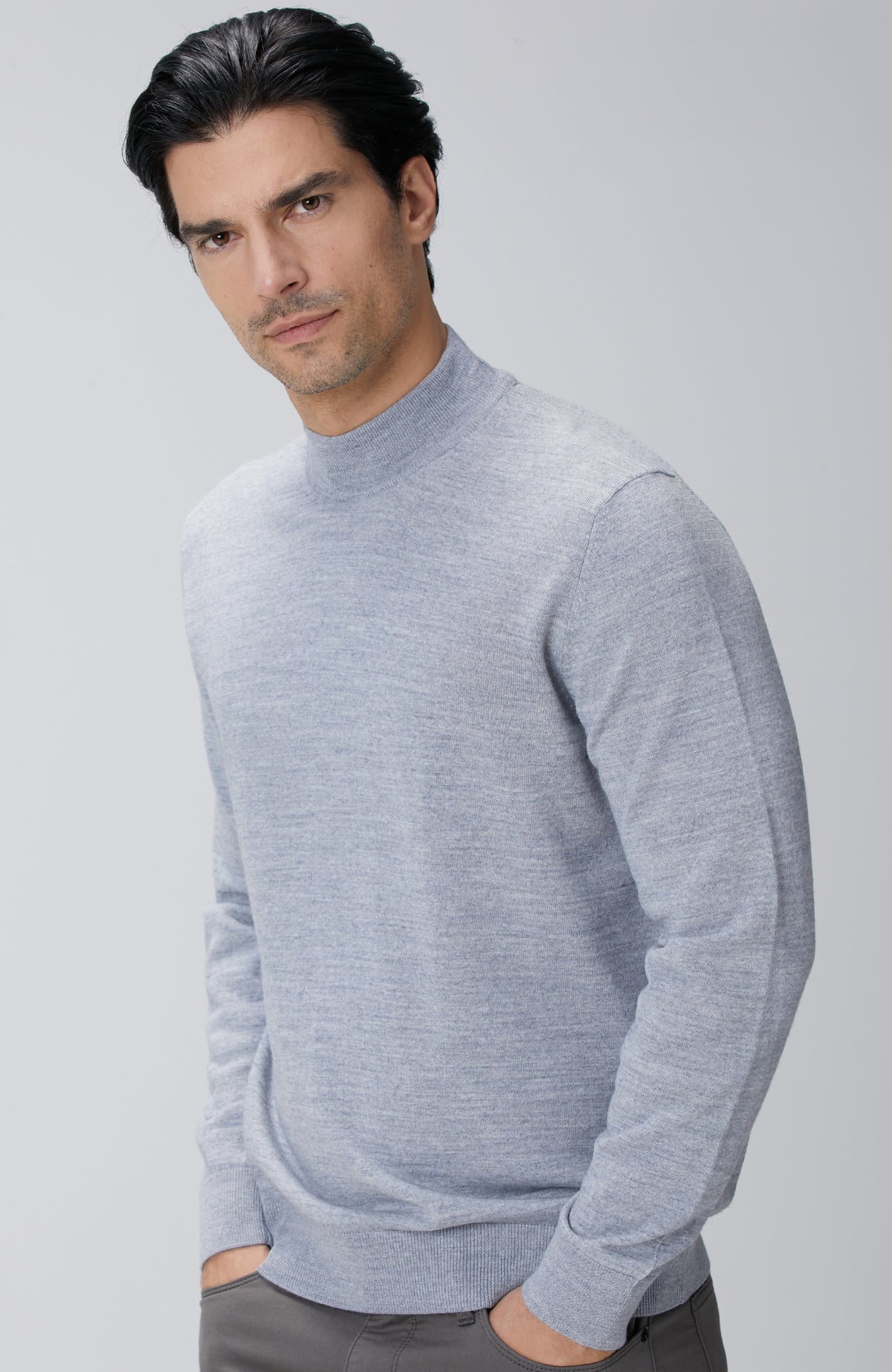MEN'S Gray Melange Wool Blend Sweater