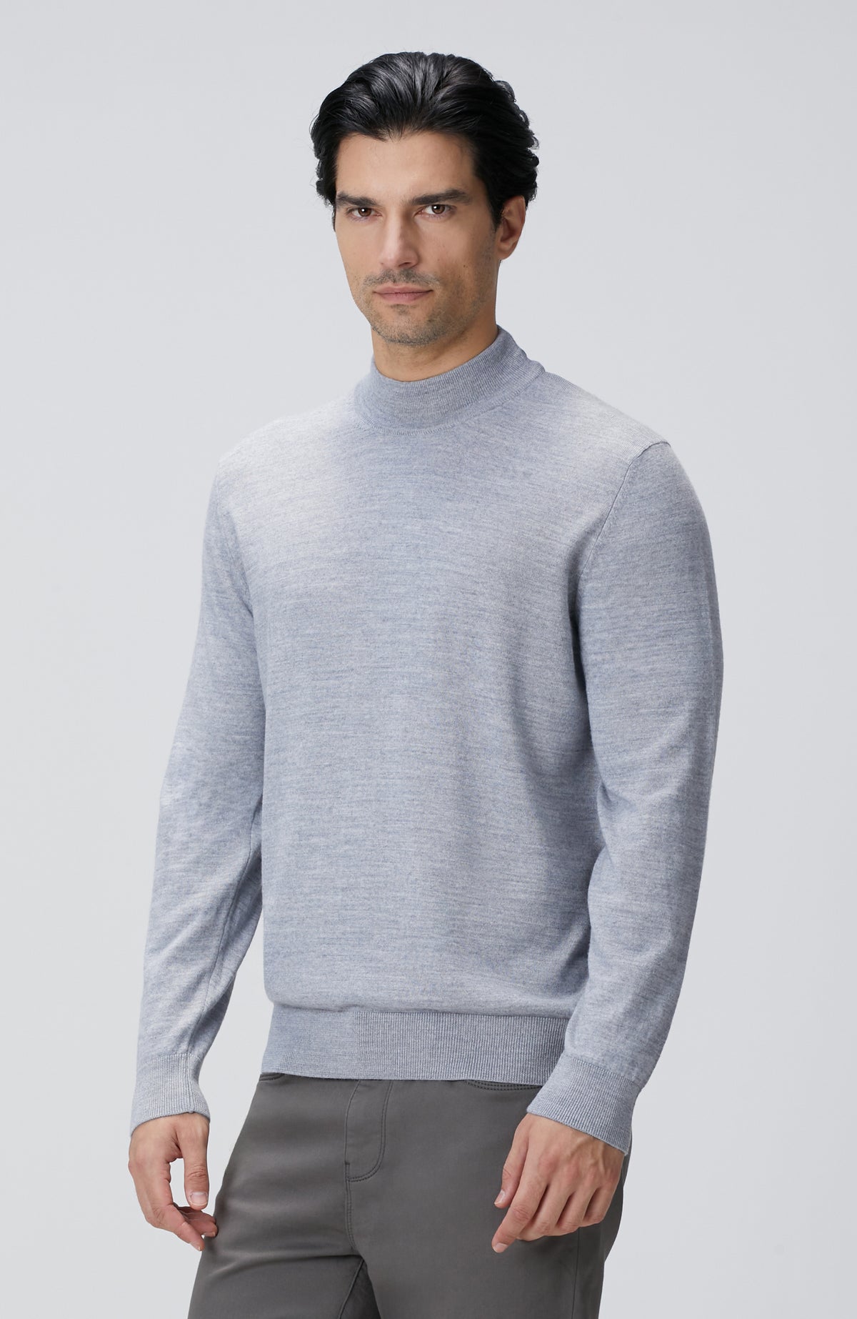 MEN'S Gray Melange Wool Blend Sweater