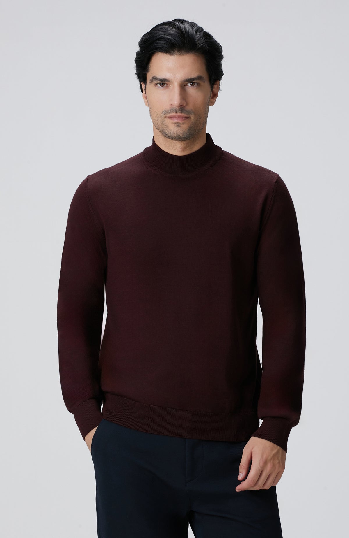 MEN'S Burgundy Wool Blend Sweater