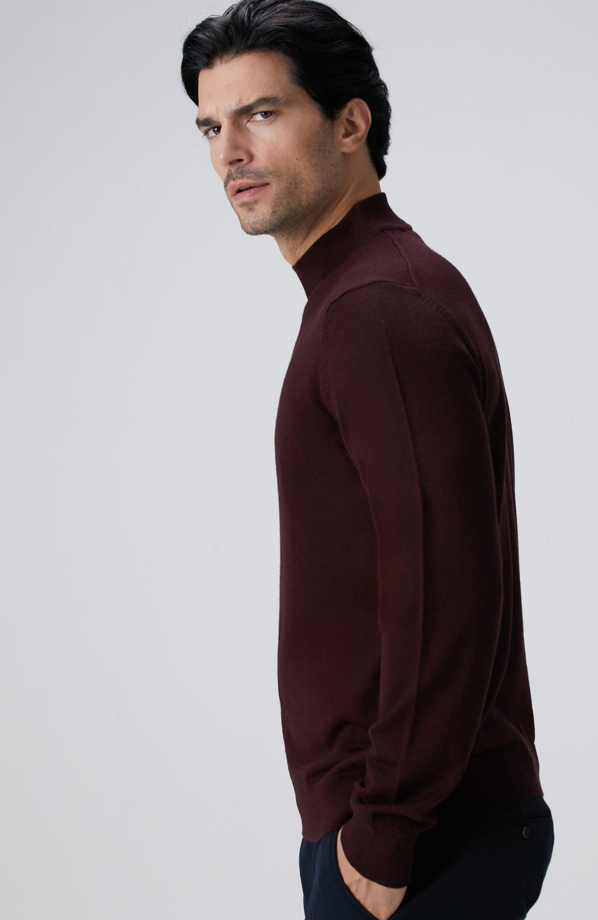 MEN'S Burgundy Wool Blend Sweater