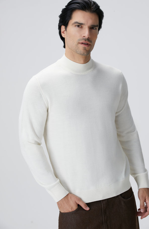 MEN'S White Wool Blend Sweater