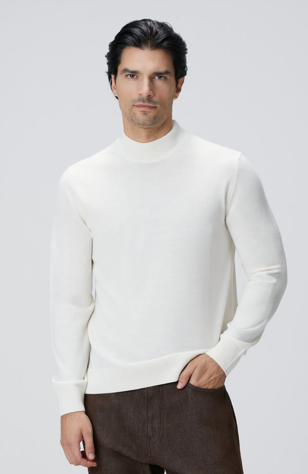 MEN'S White Wool Blend Sweater