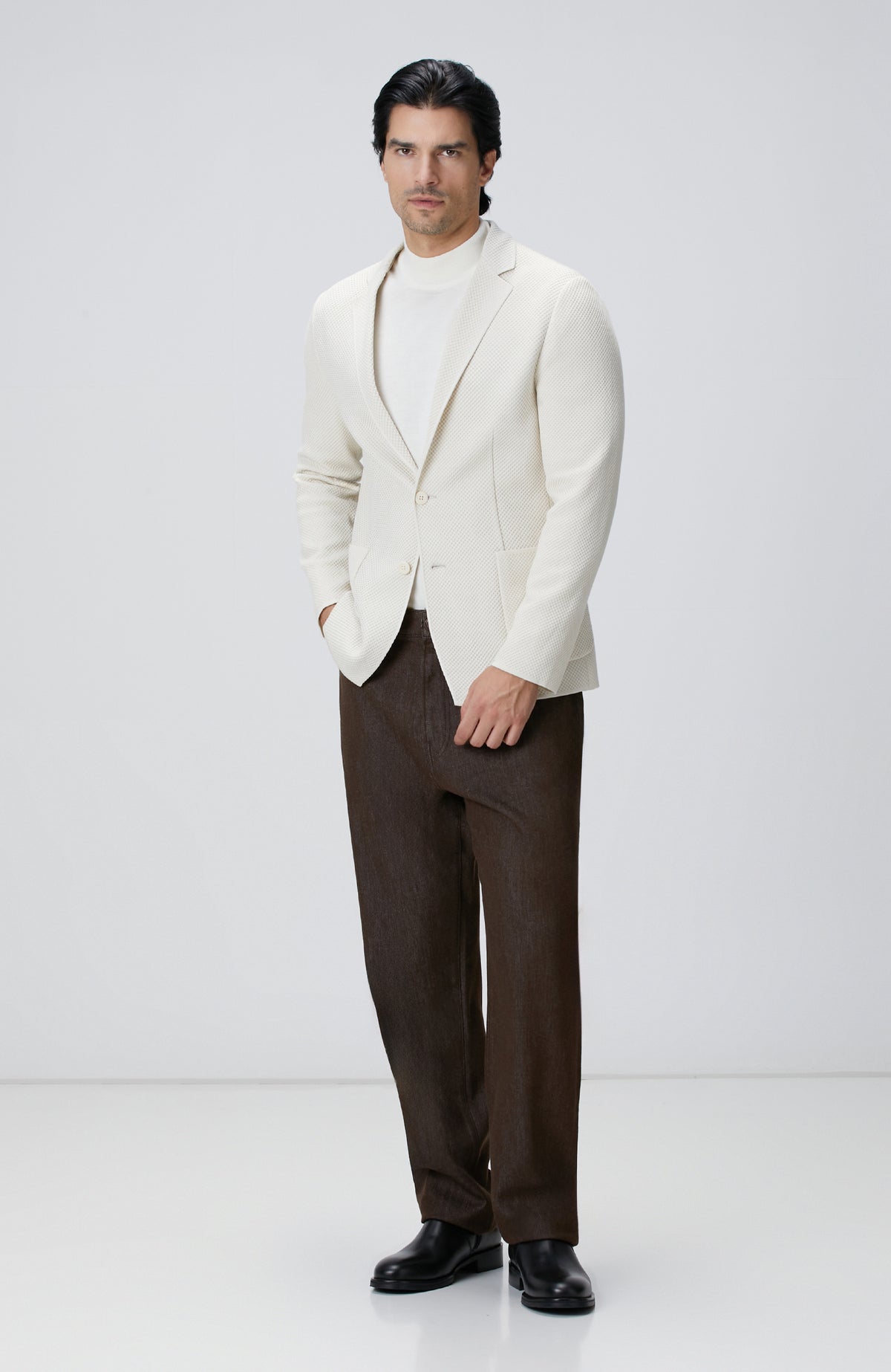 MEN'S White Wool Blend Sweater