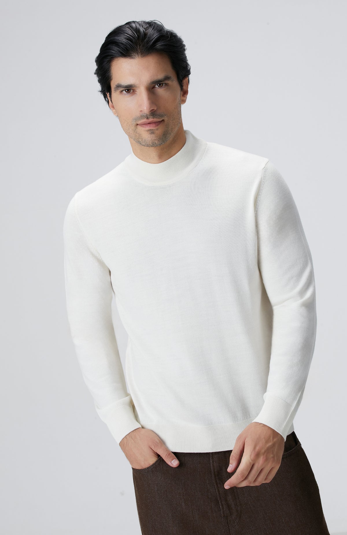 MEN'S White Wool Blend Sweater