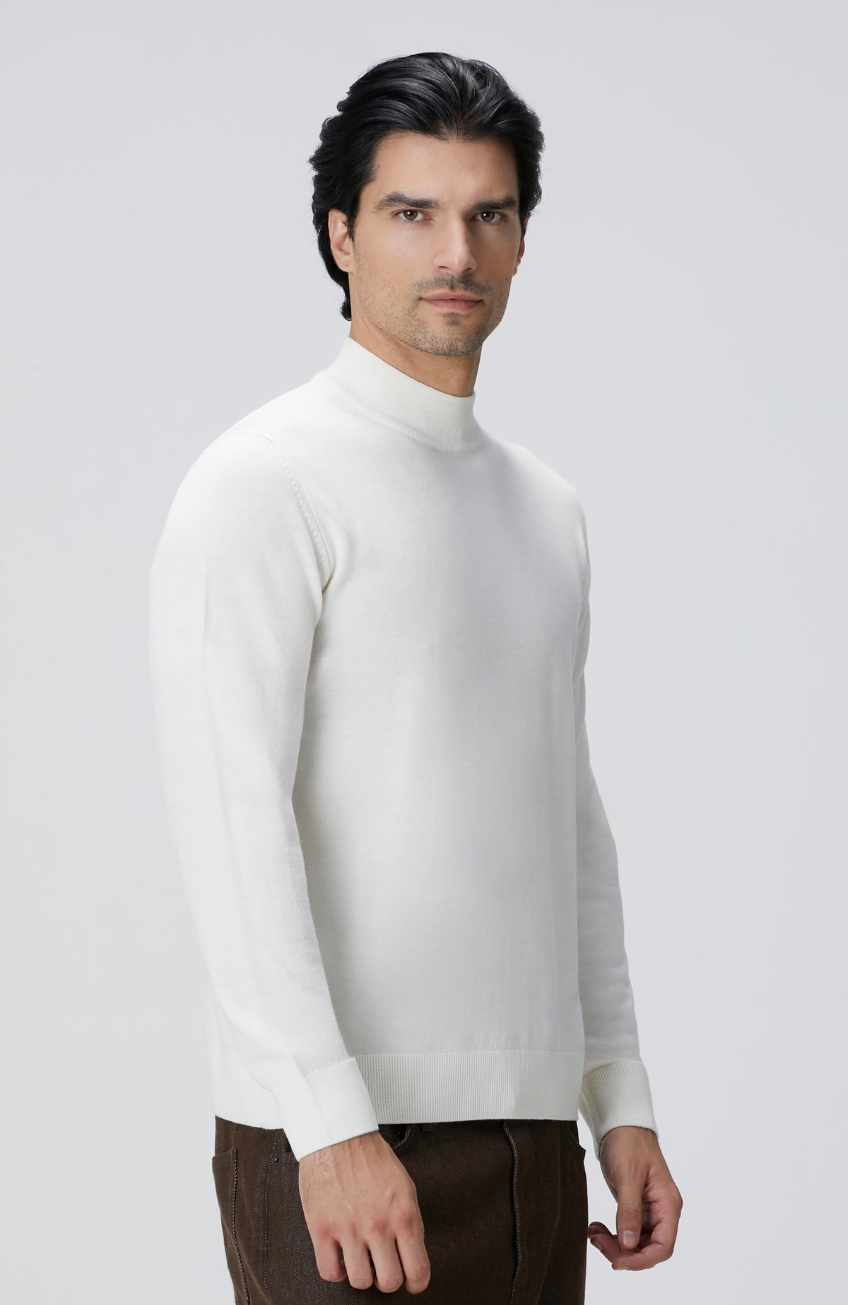 MEN'S White Wool Blend Sweater