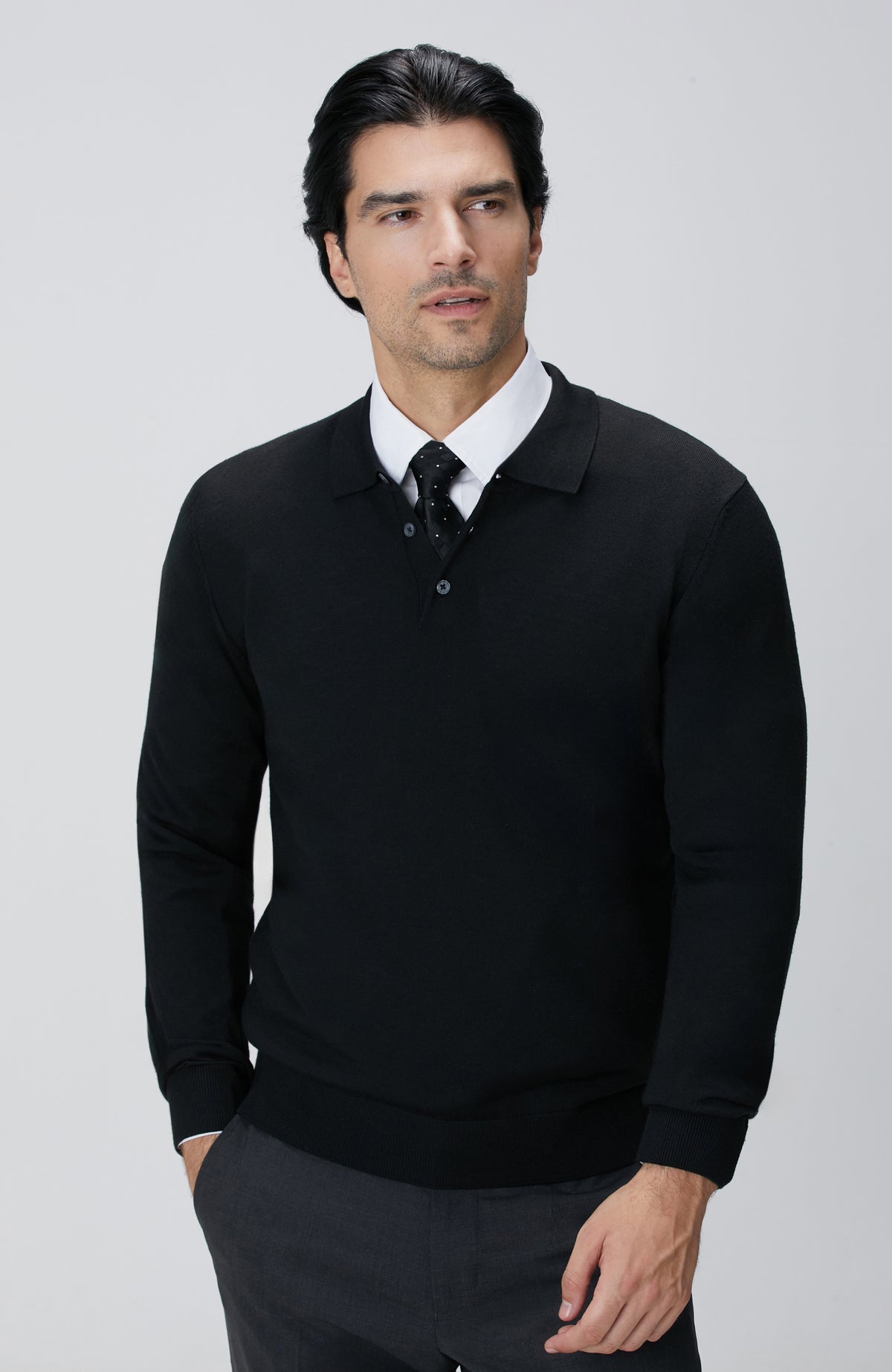 MEN'S Black Wool Blend Knit Sweater