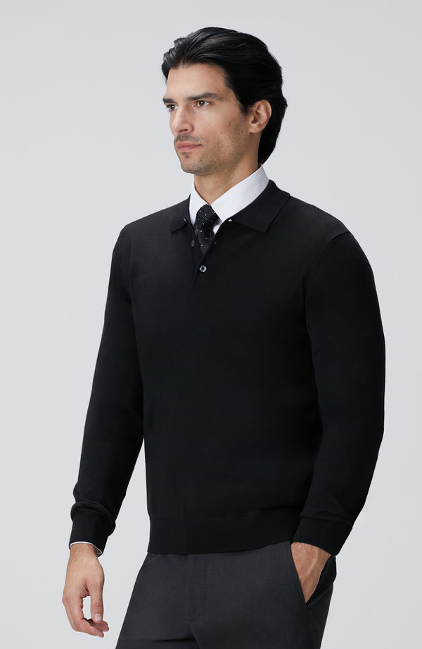 MEN'S Black Wool Blend Knit Sweater