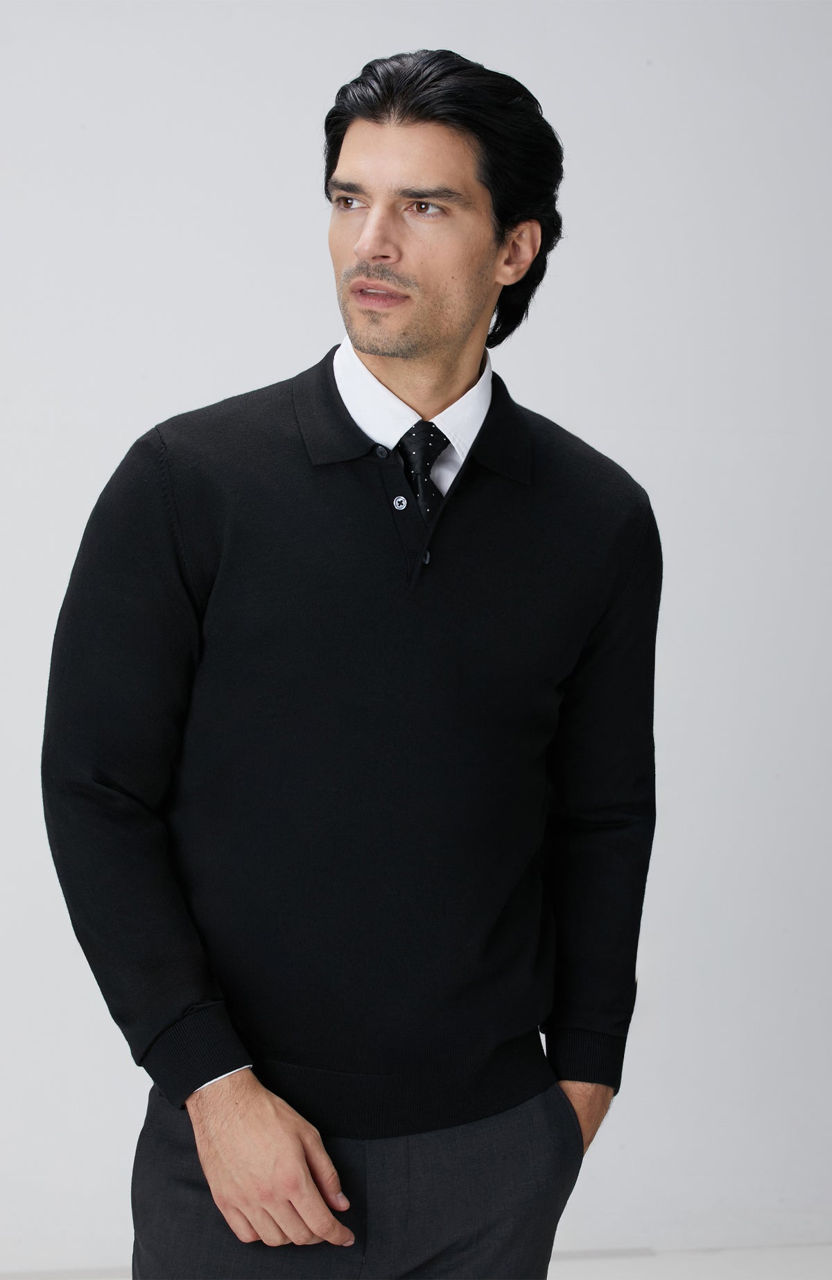 MEN'S Black Wool Blend Knit Sweater
