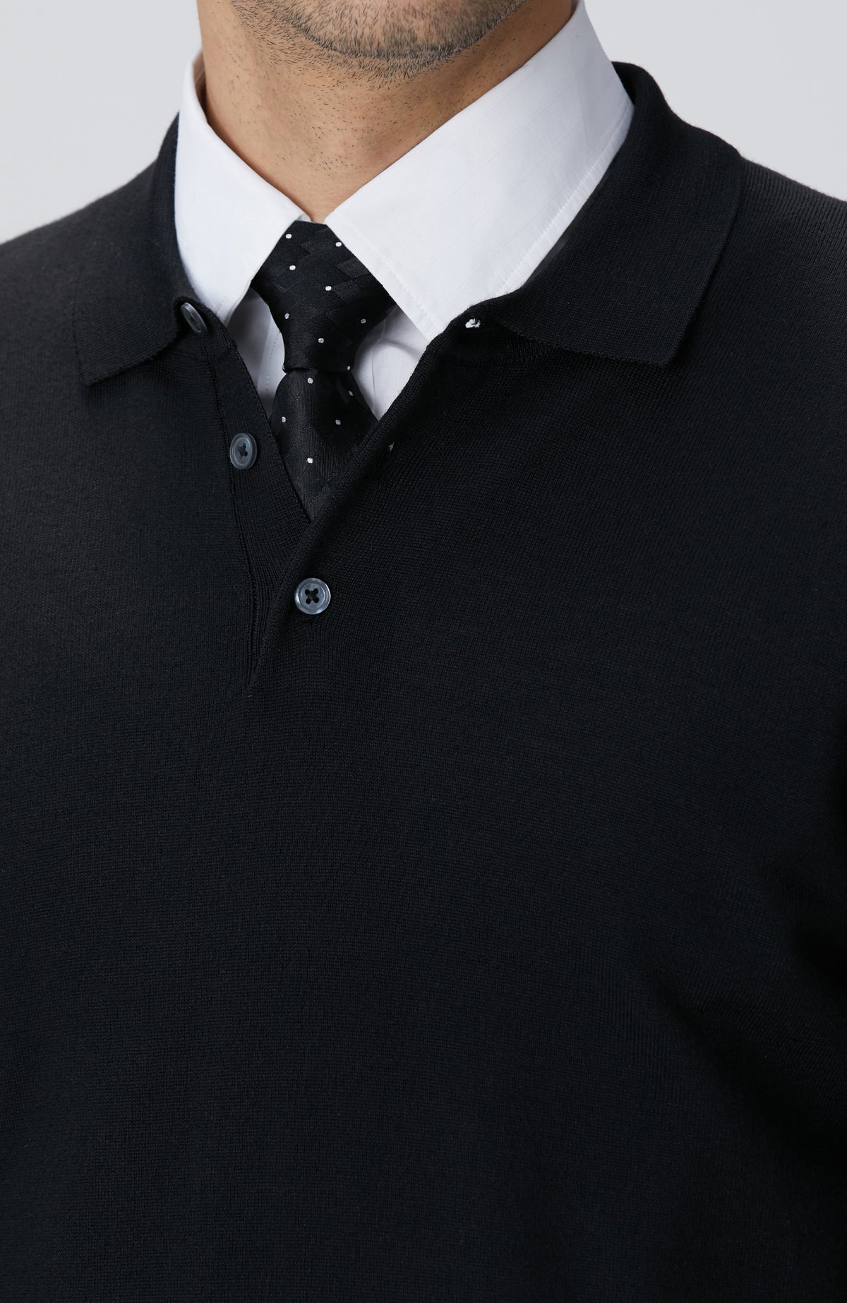 MEN'S Black Wool Blend Knit Sweater