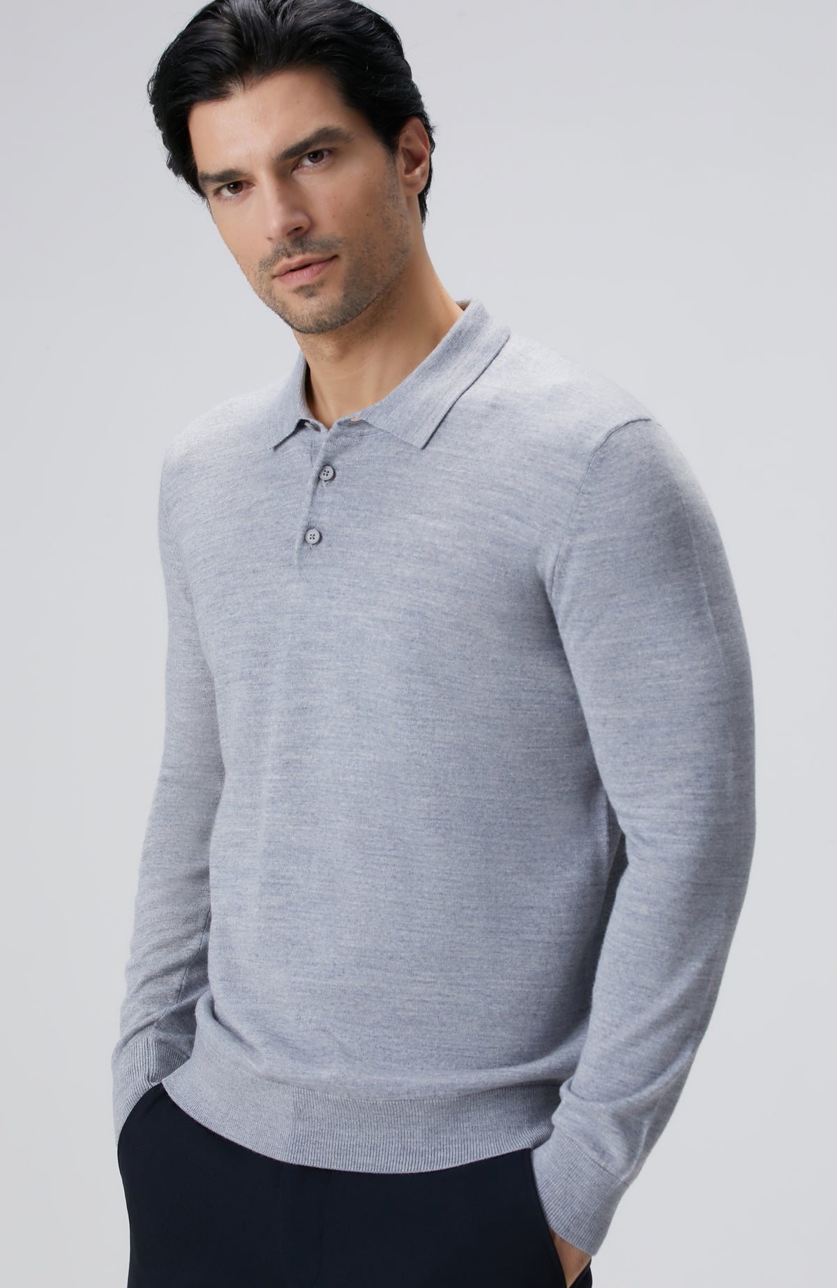 MEN'S Gray Melange Wool Blend Knit Sweater