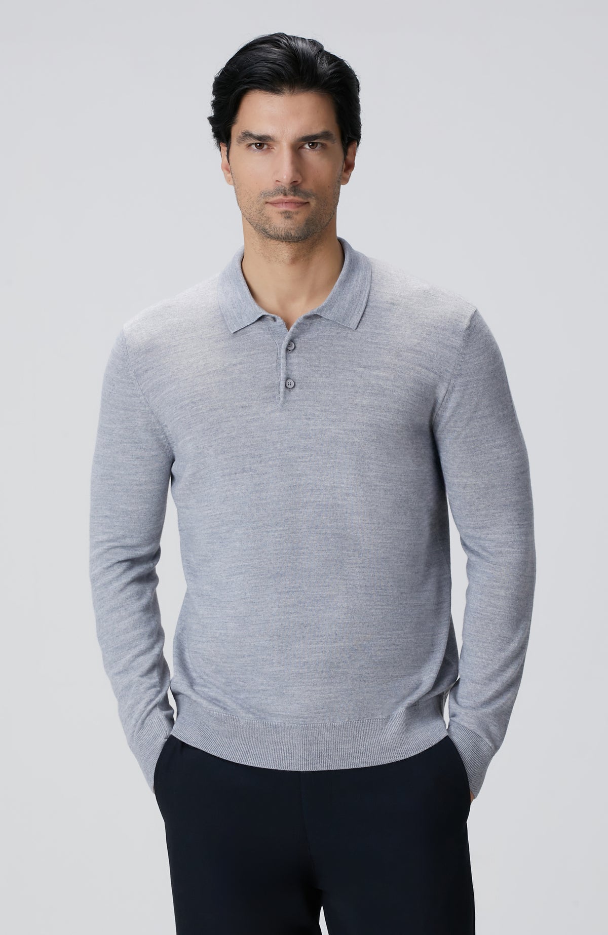 MEN'S Gray Melange Wool Blend Knit Sweater