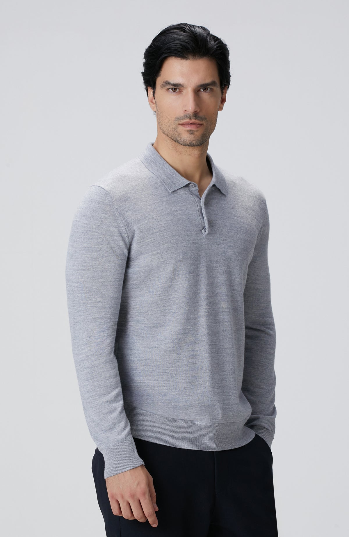 MEN'S Gray Melange Wool Blend Knit Sweater