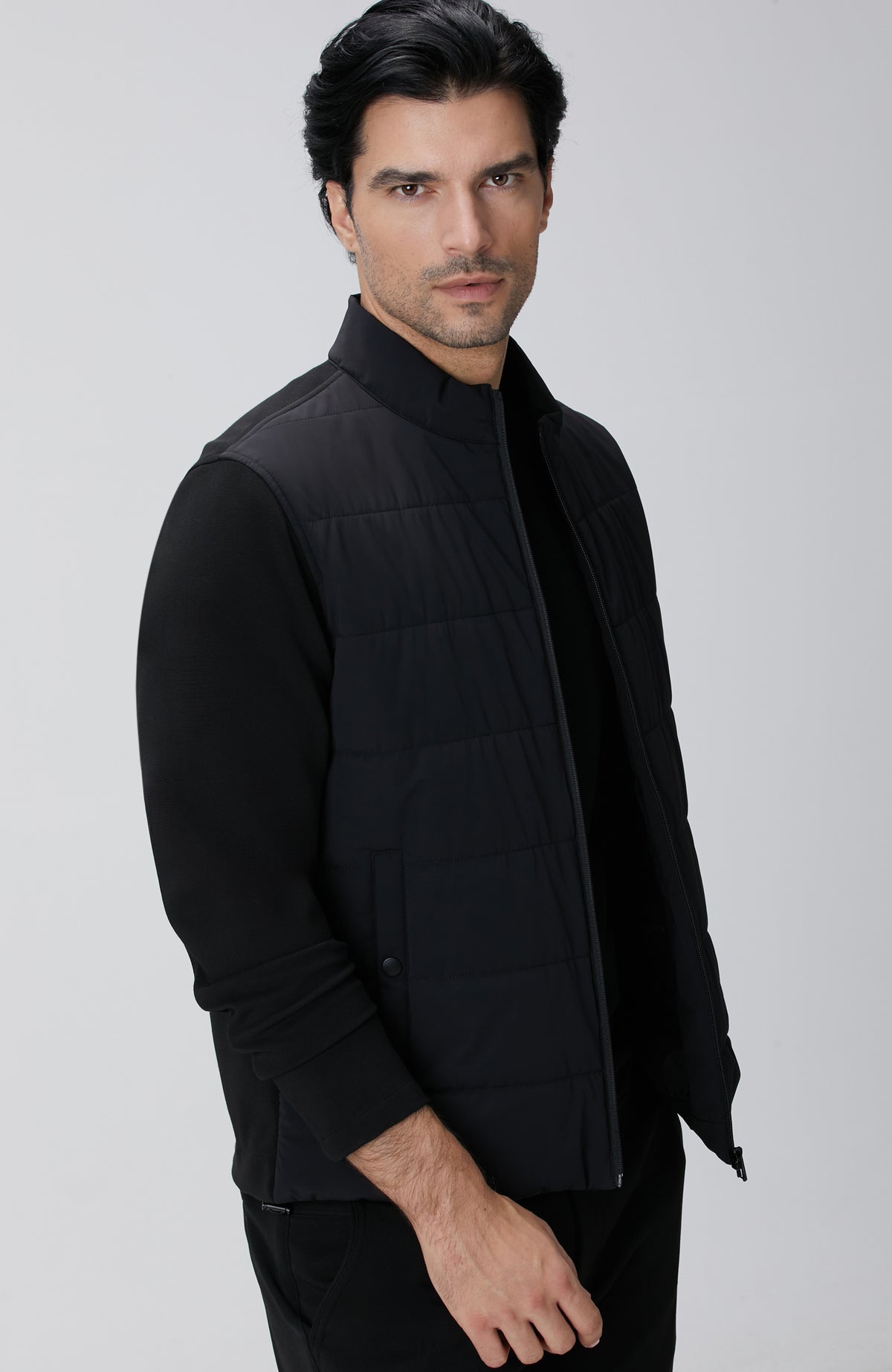MEN'S Black Knit Sleeve Coat