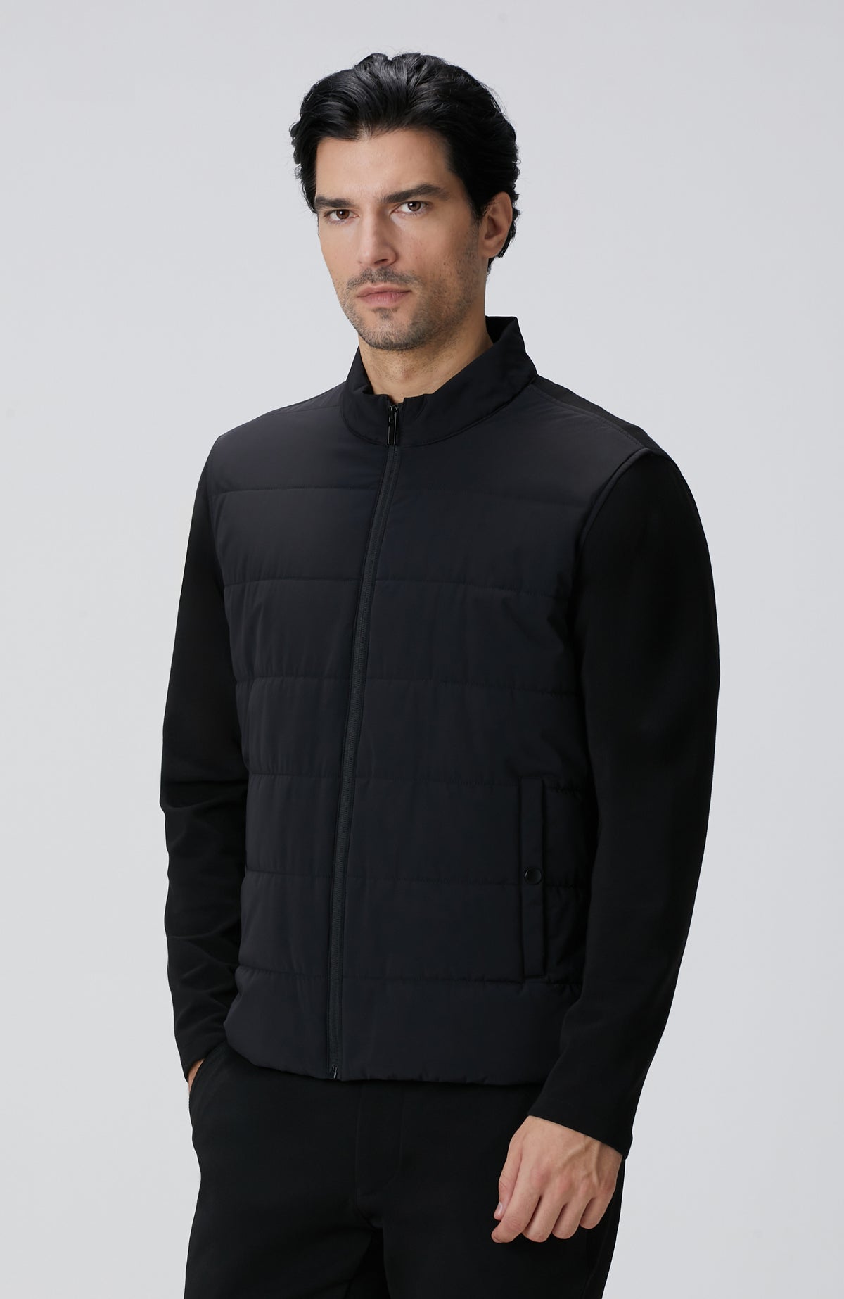 MEN'S Black Knit Sleeve Coat