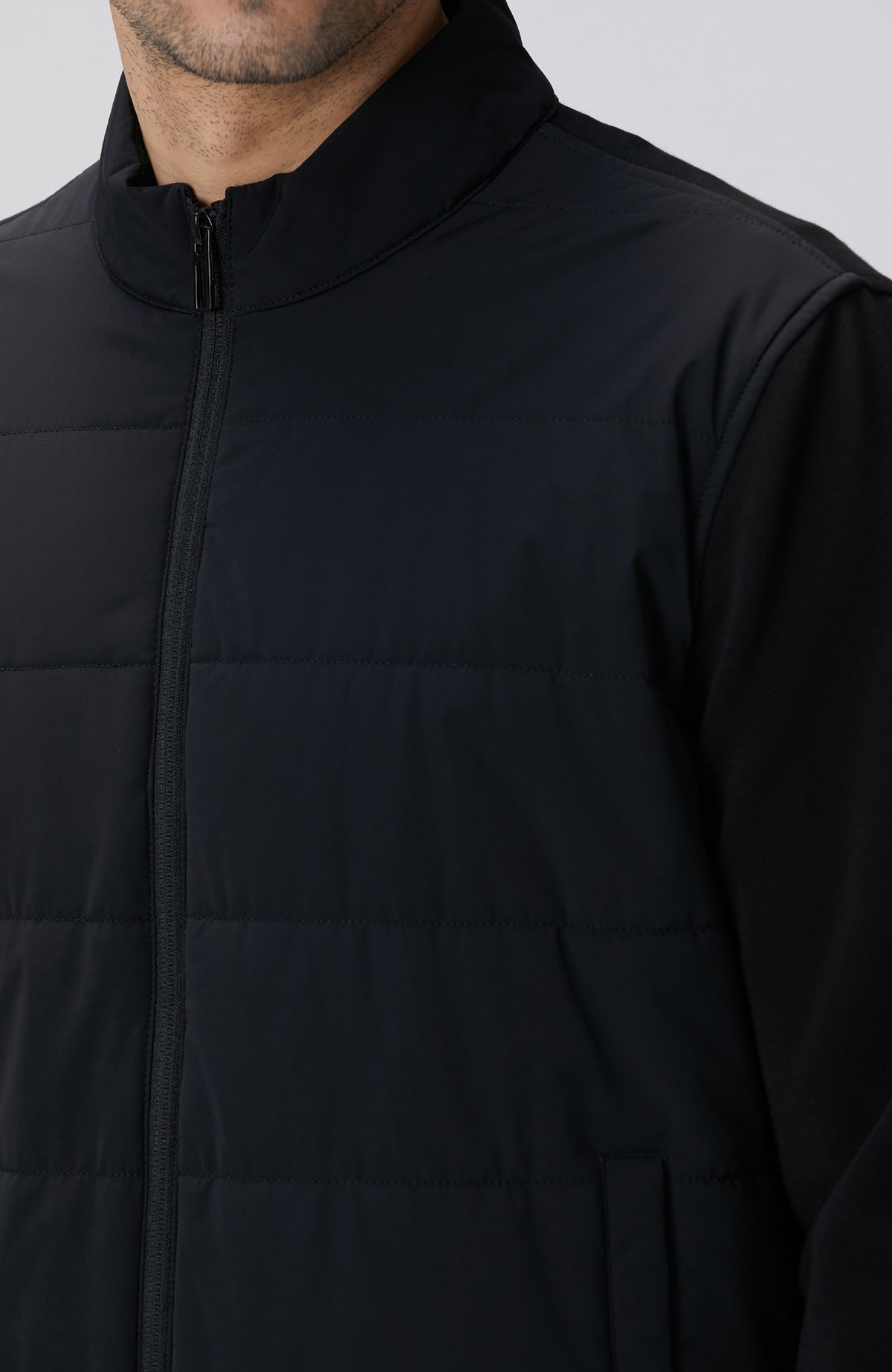 MEN'S Black Knit Sleeve Coat