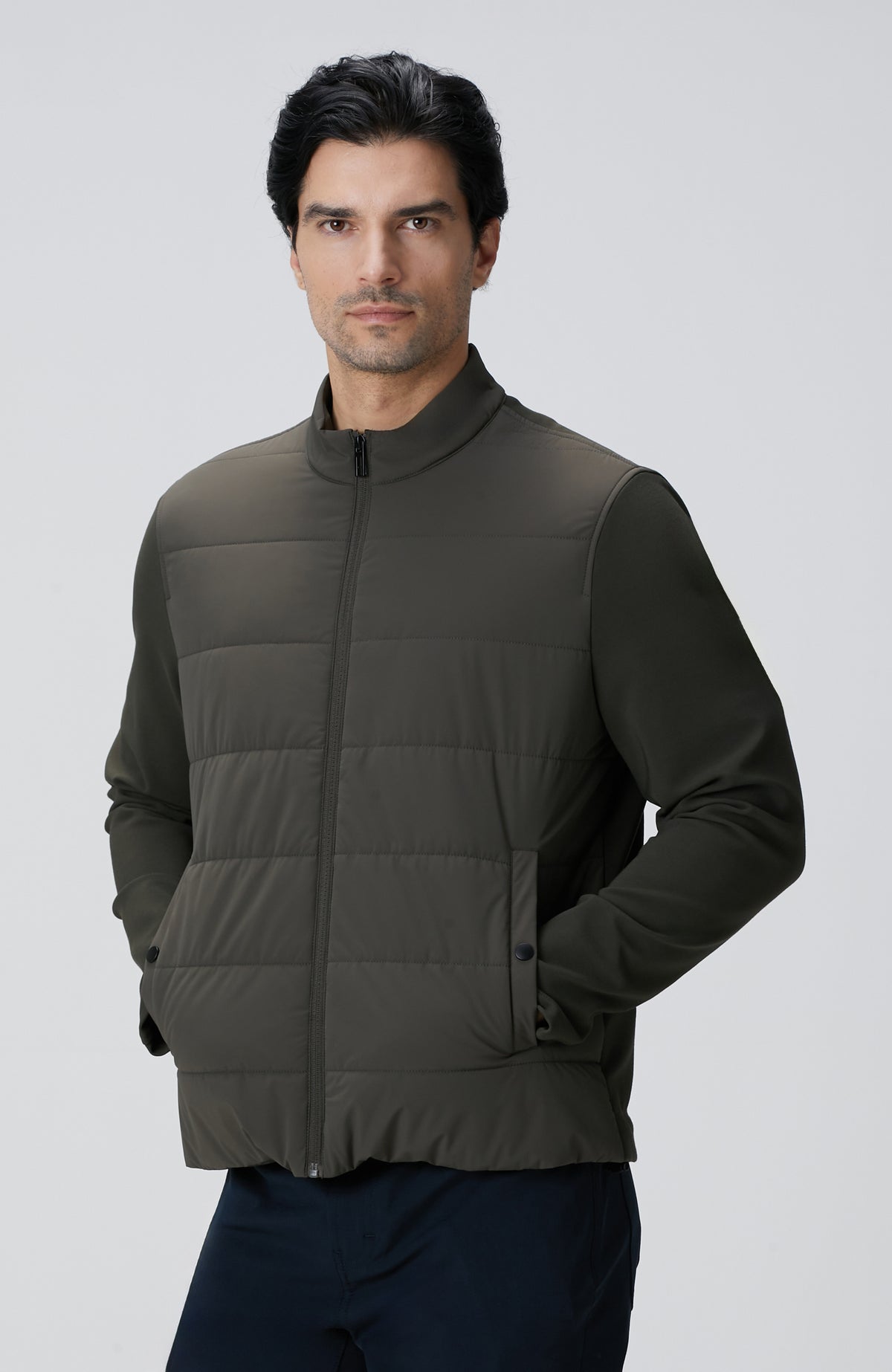 MEN'S Khaki Knit Sleeve Coat