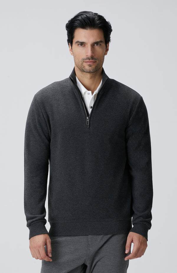 MEN'S Anthracite Stand Up Collar Zippered Sweatshirt