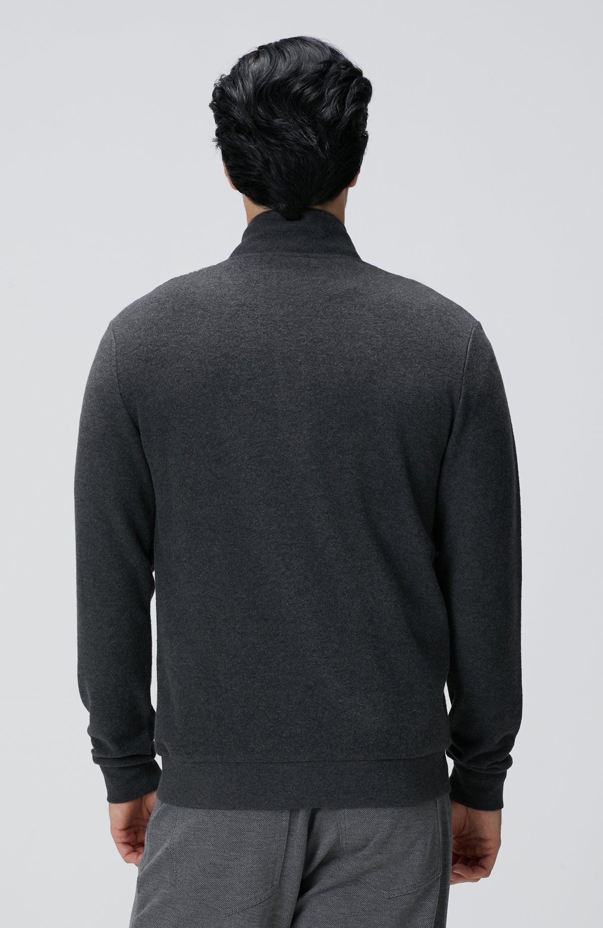 MEN'S Anthracite Stand Up Collar Zippered Sweatshirt
