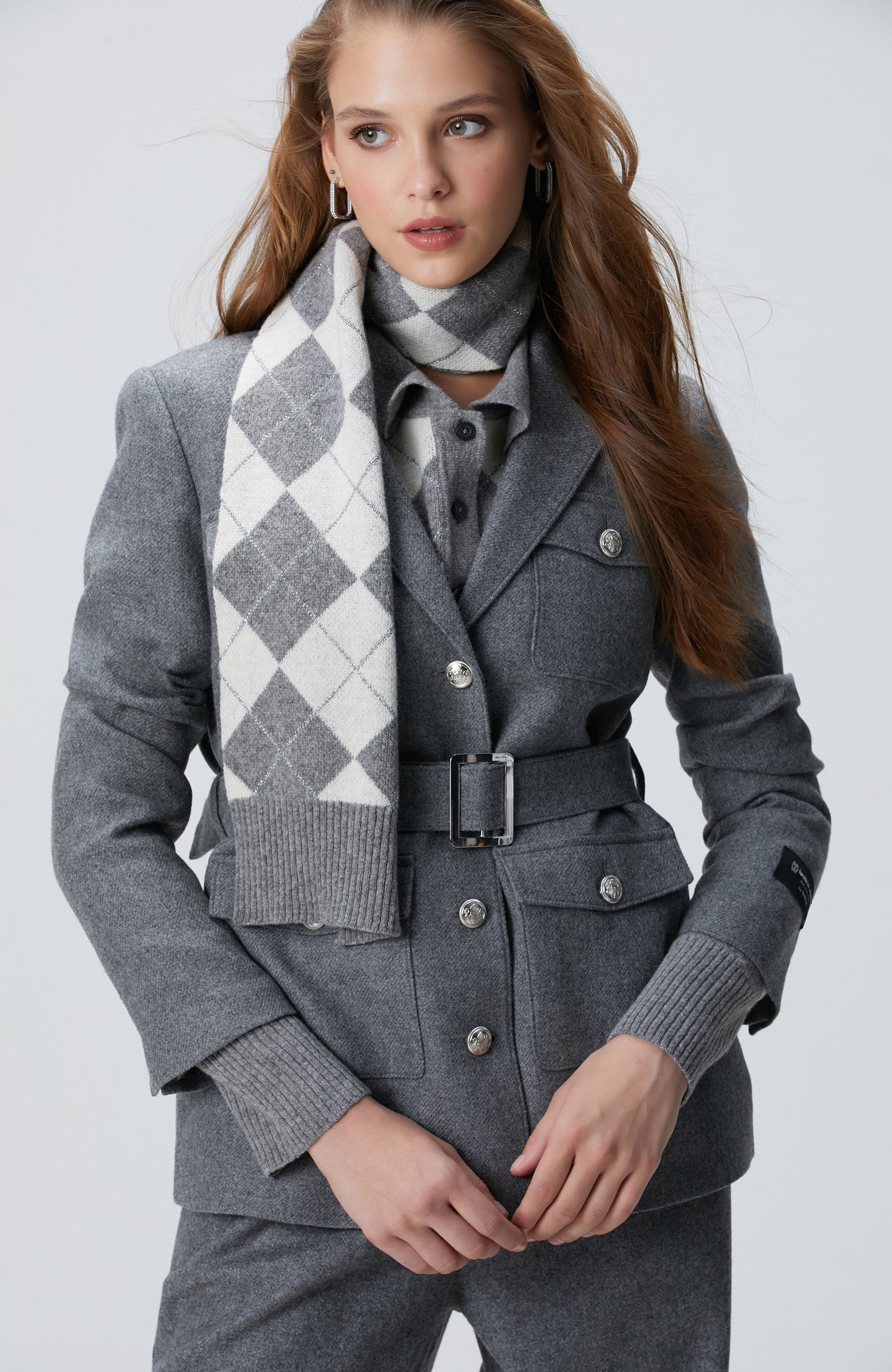 WOMEN'S Gray Melange Wool Blend Jacket