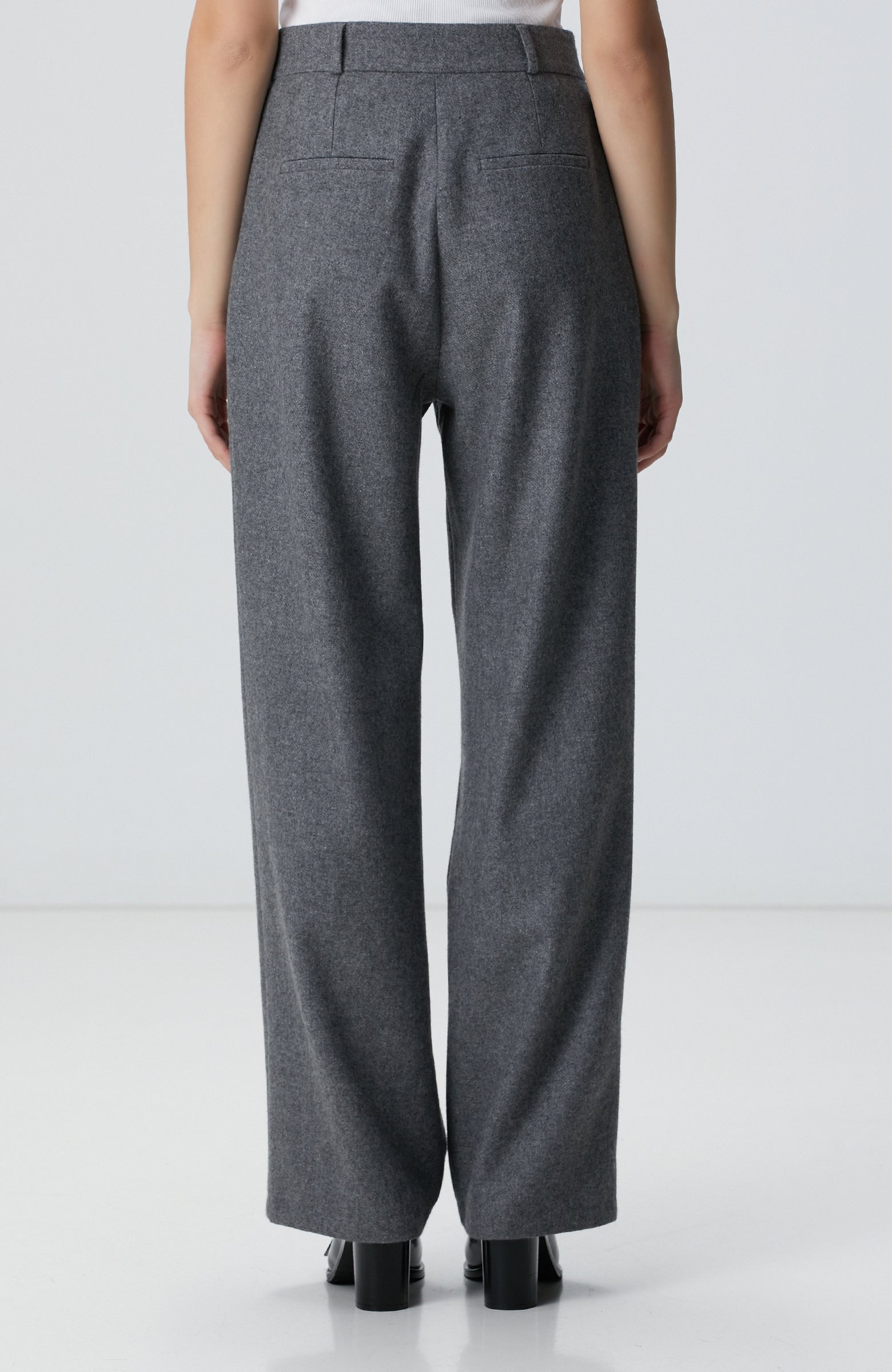 WOMEN'S Grey Melange Wool Blend Pants