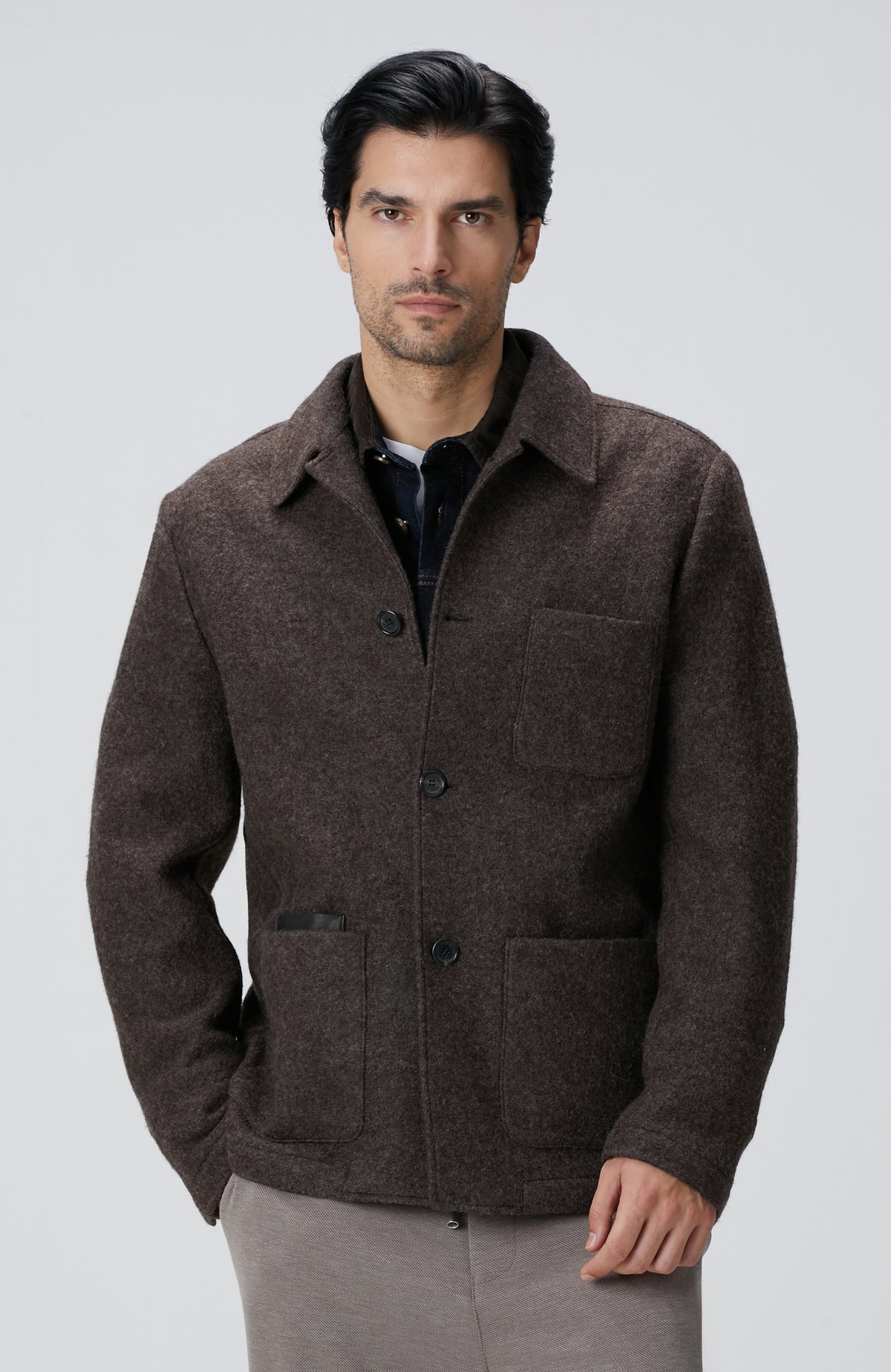 MEN'S Brown Knitted Wool Jacket