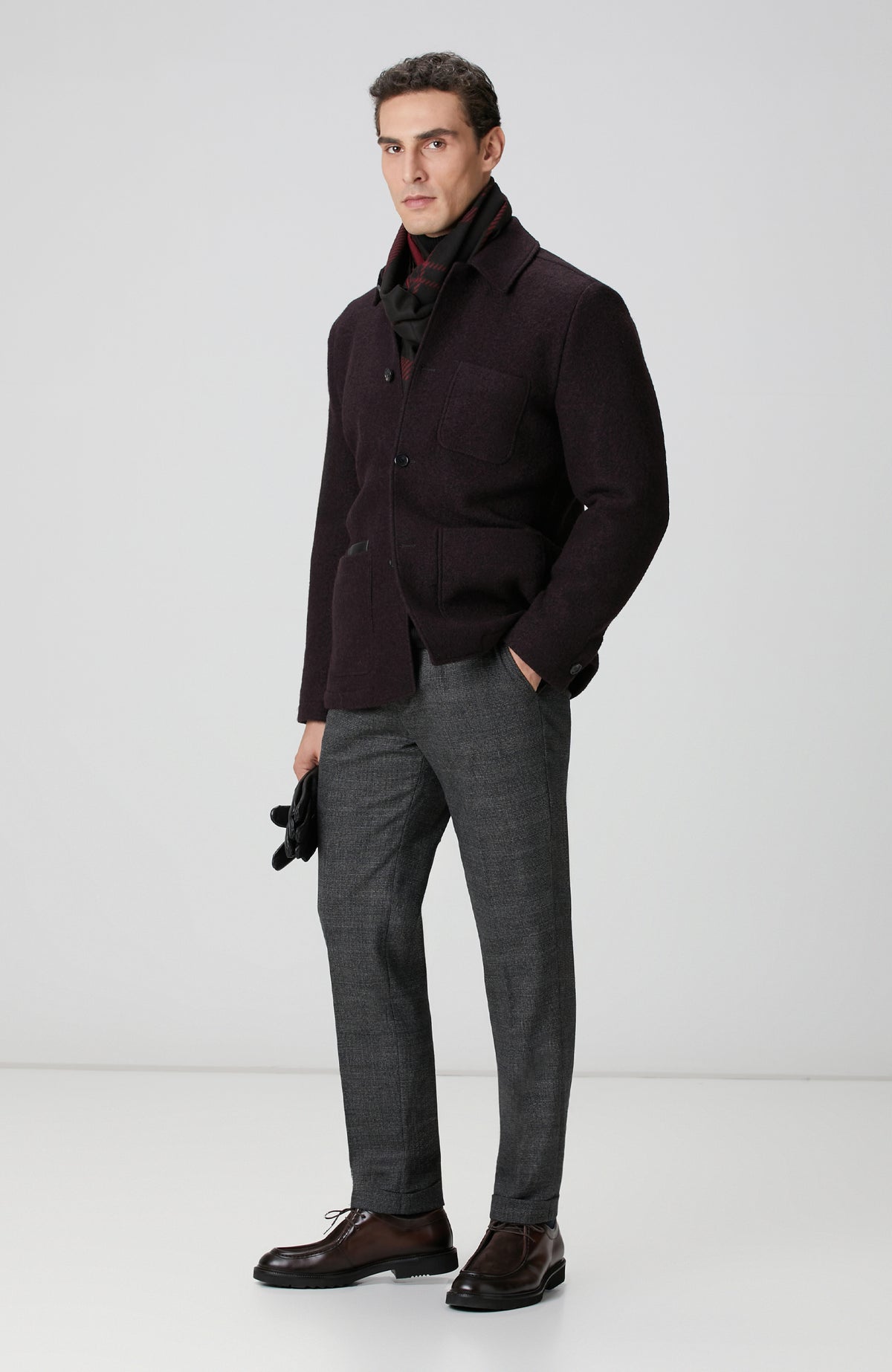 MEN'S Burgundy Knitted Wool Jacket