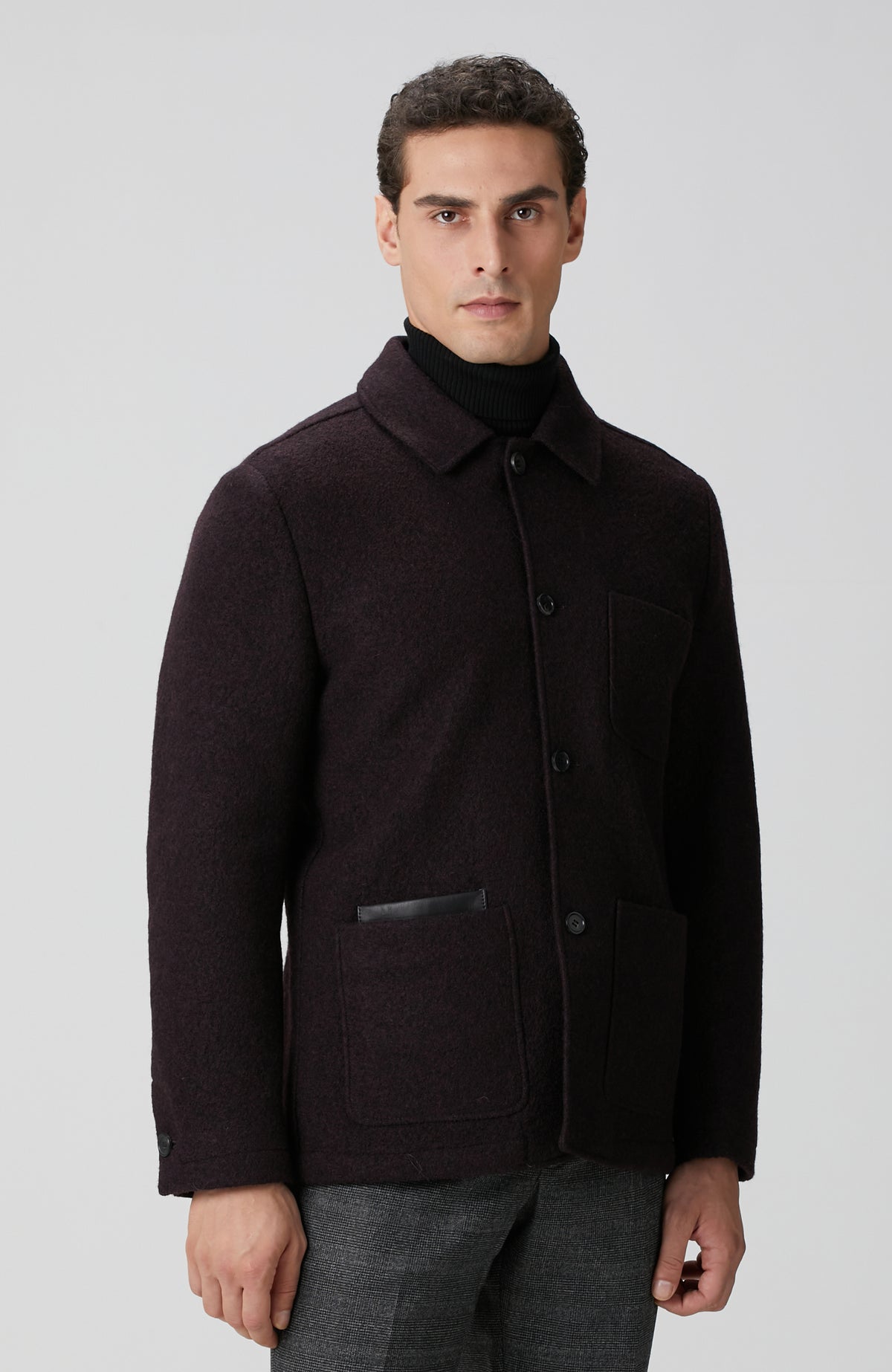MEN'S Burgundy Knitted Wool Jacket