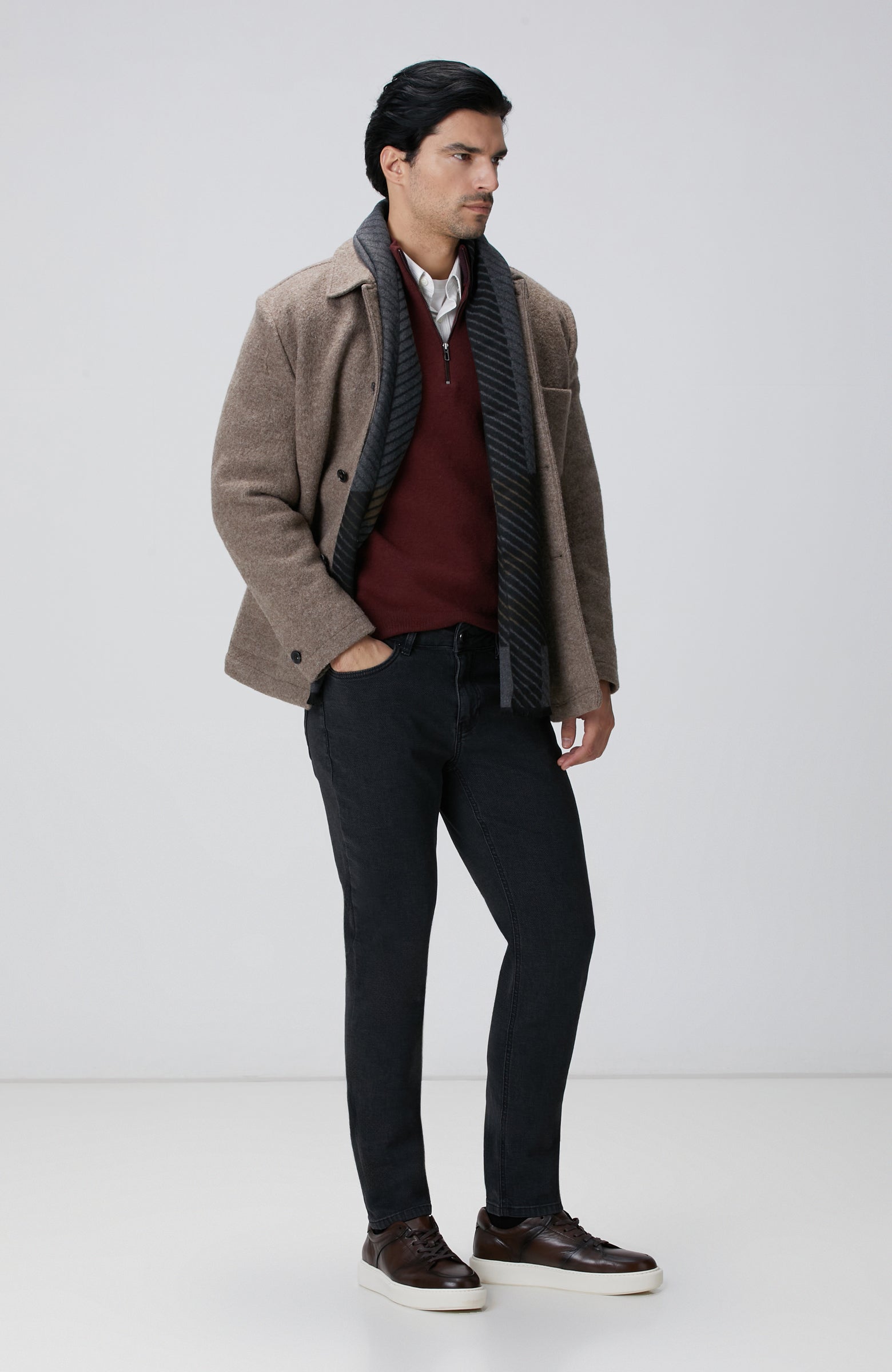 MEN'S Beige Melange Wool Jacket