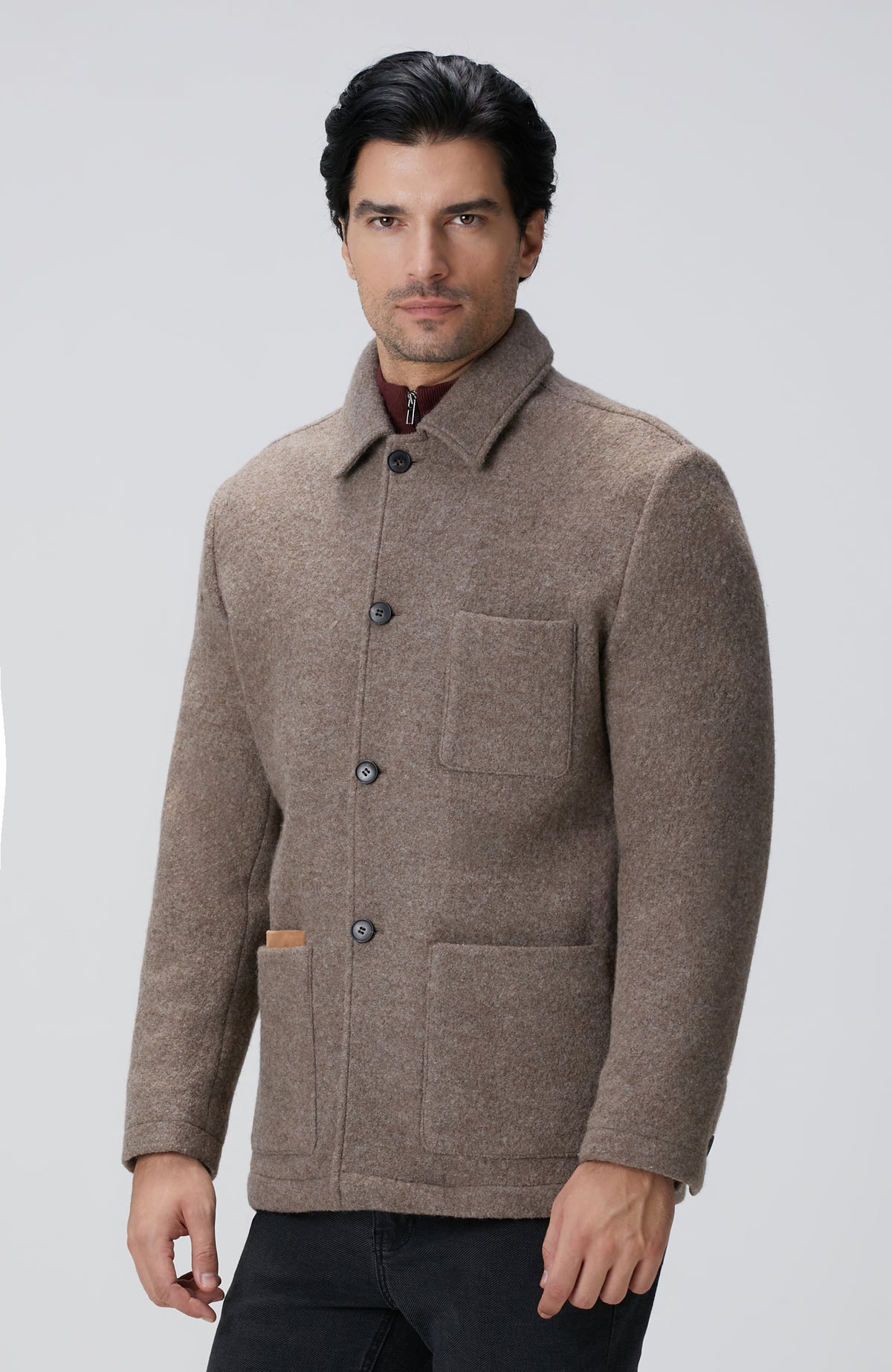MEN'S Beige Melange Wool Jacket