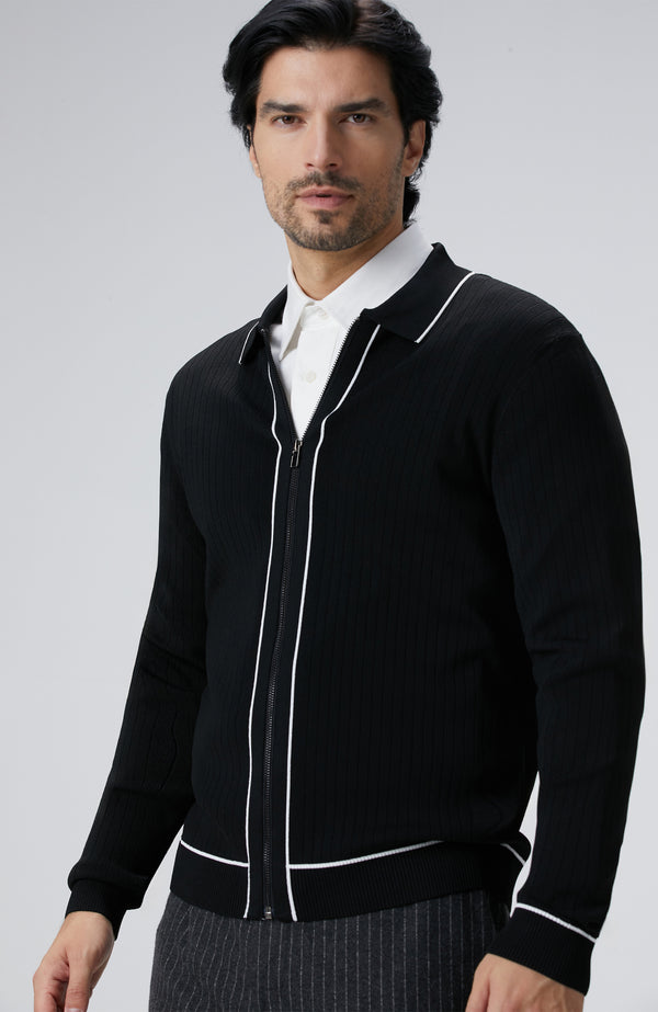 MEN'S Black Melange Rayon Cardigan