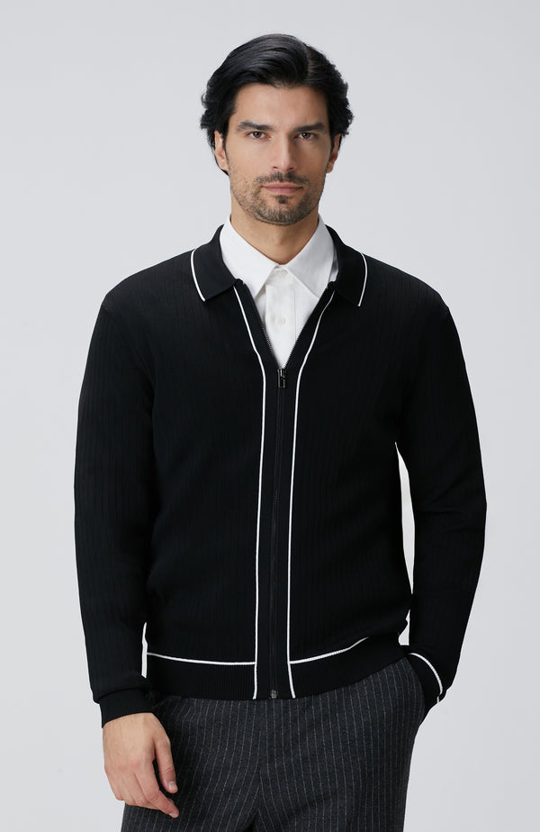 MEN'S Black Melange Rayon Cardigan