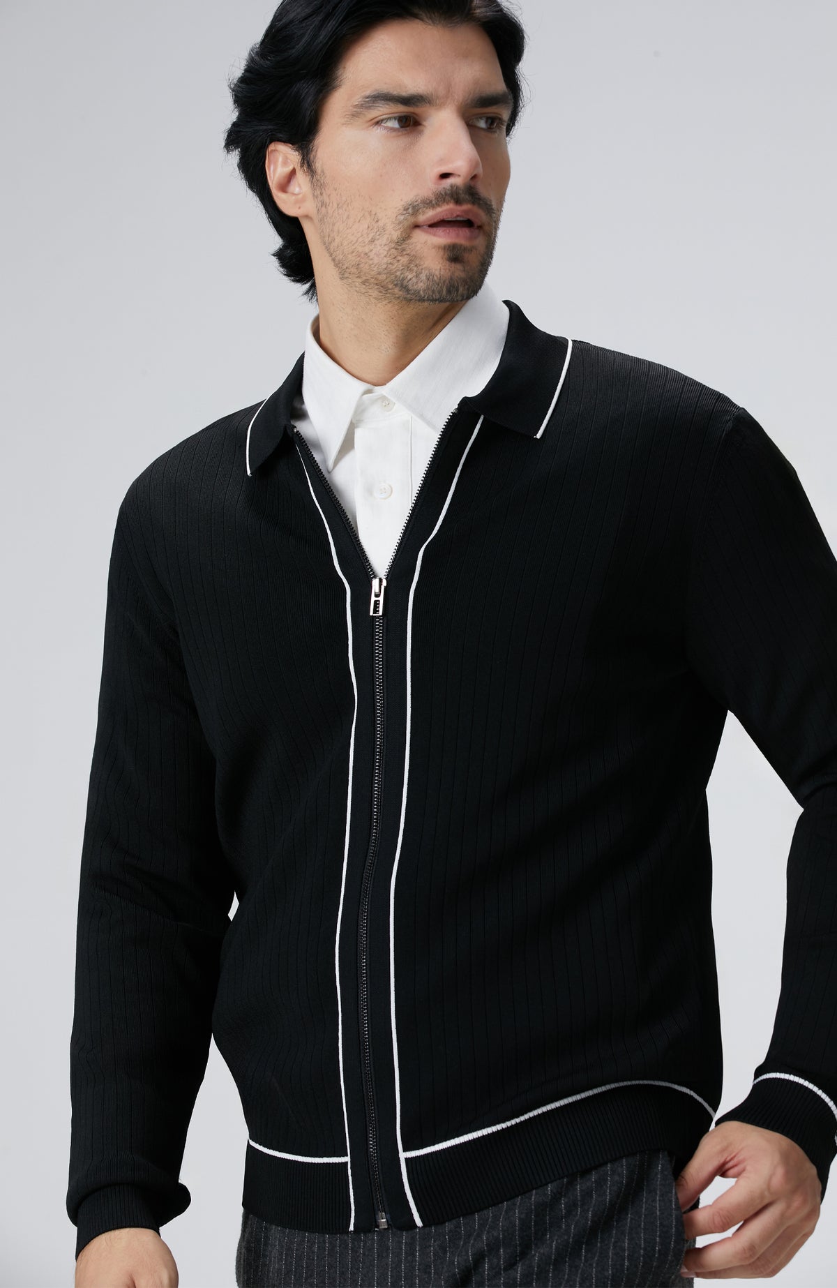MEN'S Black Melange Rayon Cardigan