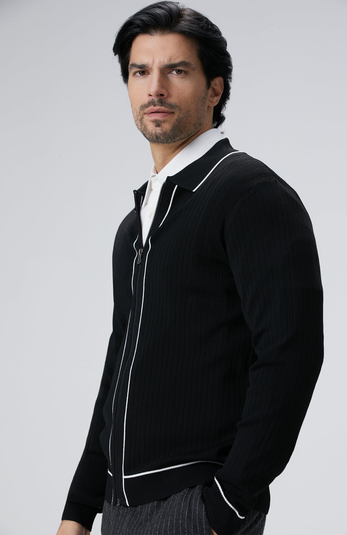MEN'S Black Melange Rayon Cardigan
