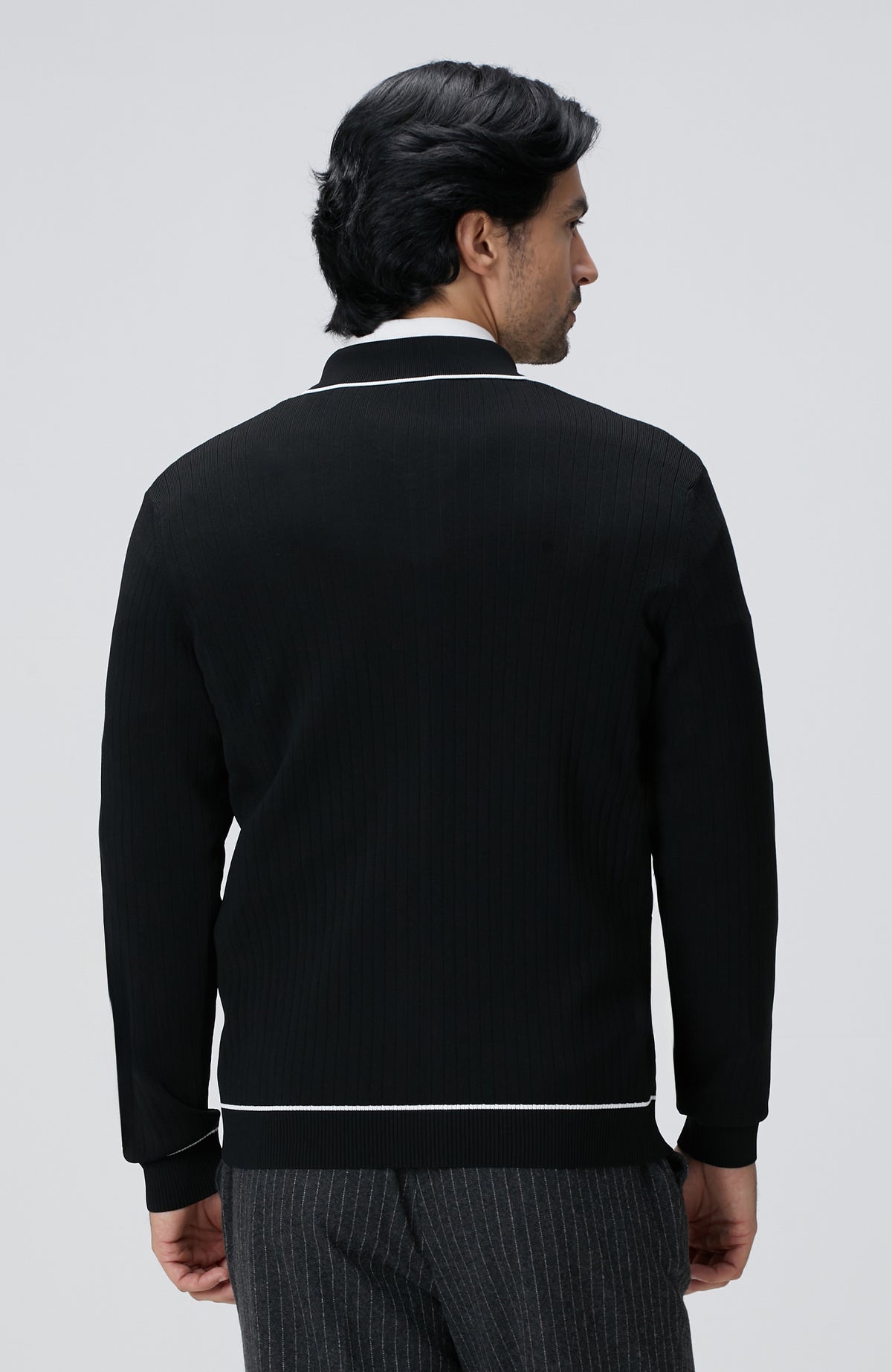 MEN'S Black Melange Rayon Cardigan