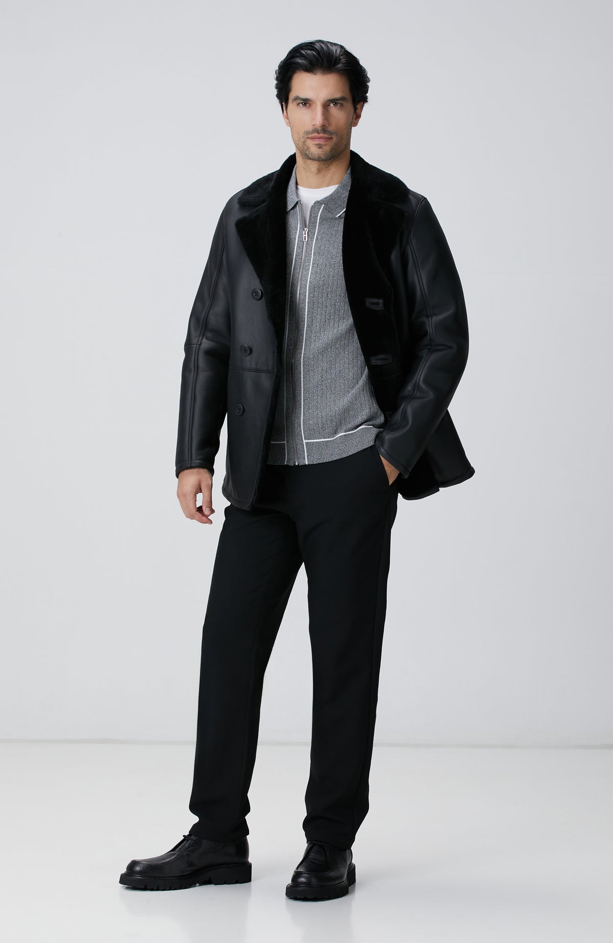 MEN'S Grey Melange Rayon Cardigan