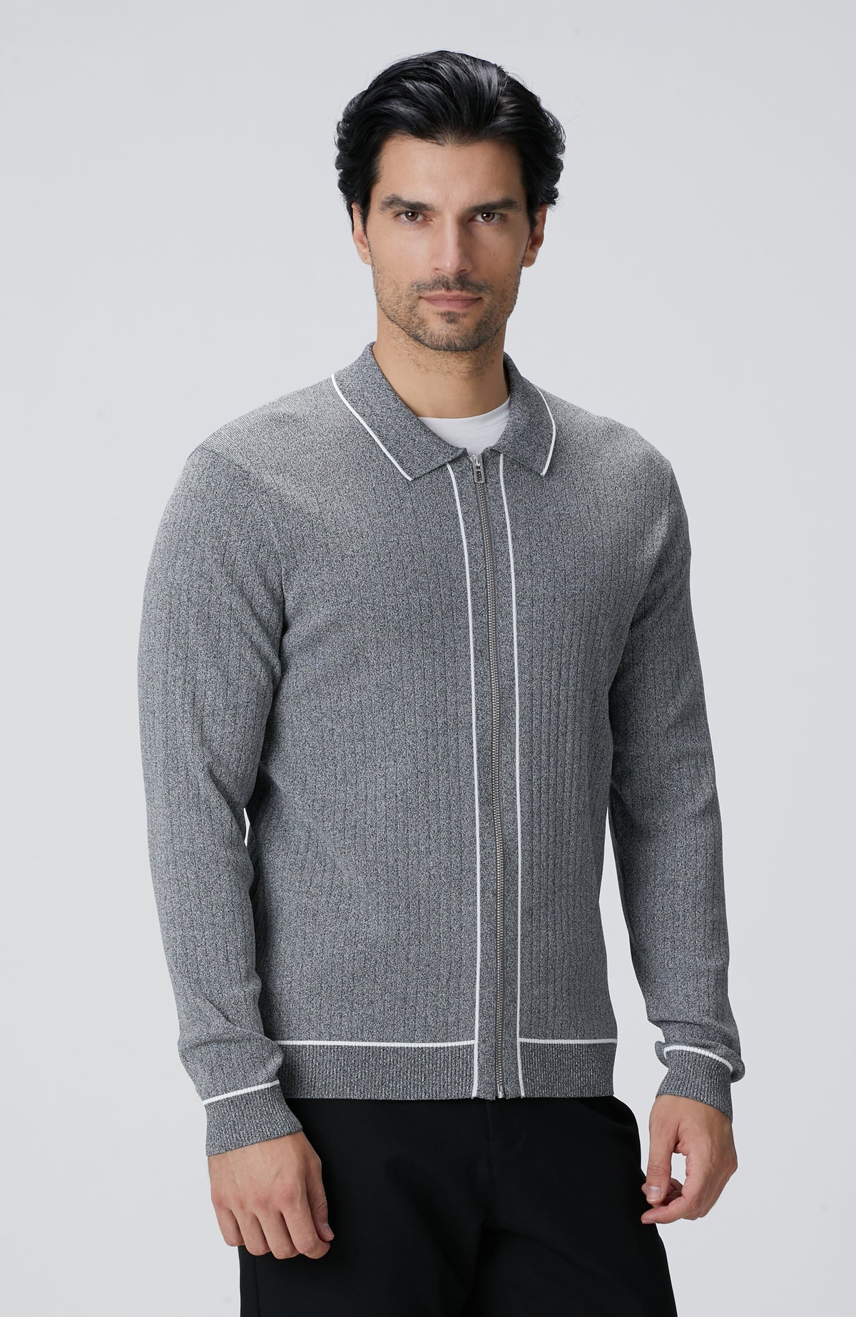 MEN'S Grey Melange Rayon Cardigan