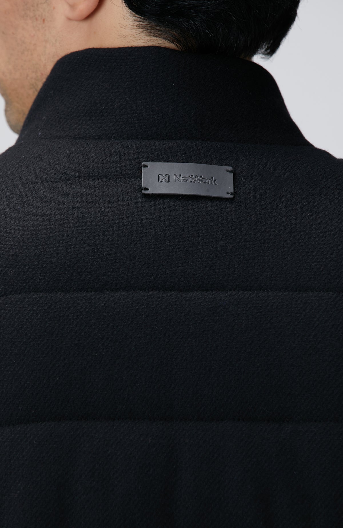 MEN'S Black Wool Blend Flannel Stand Neck Casual Vest